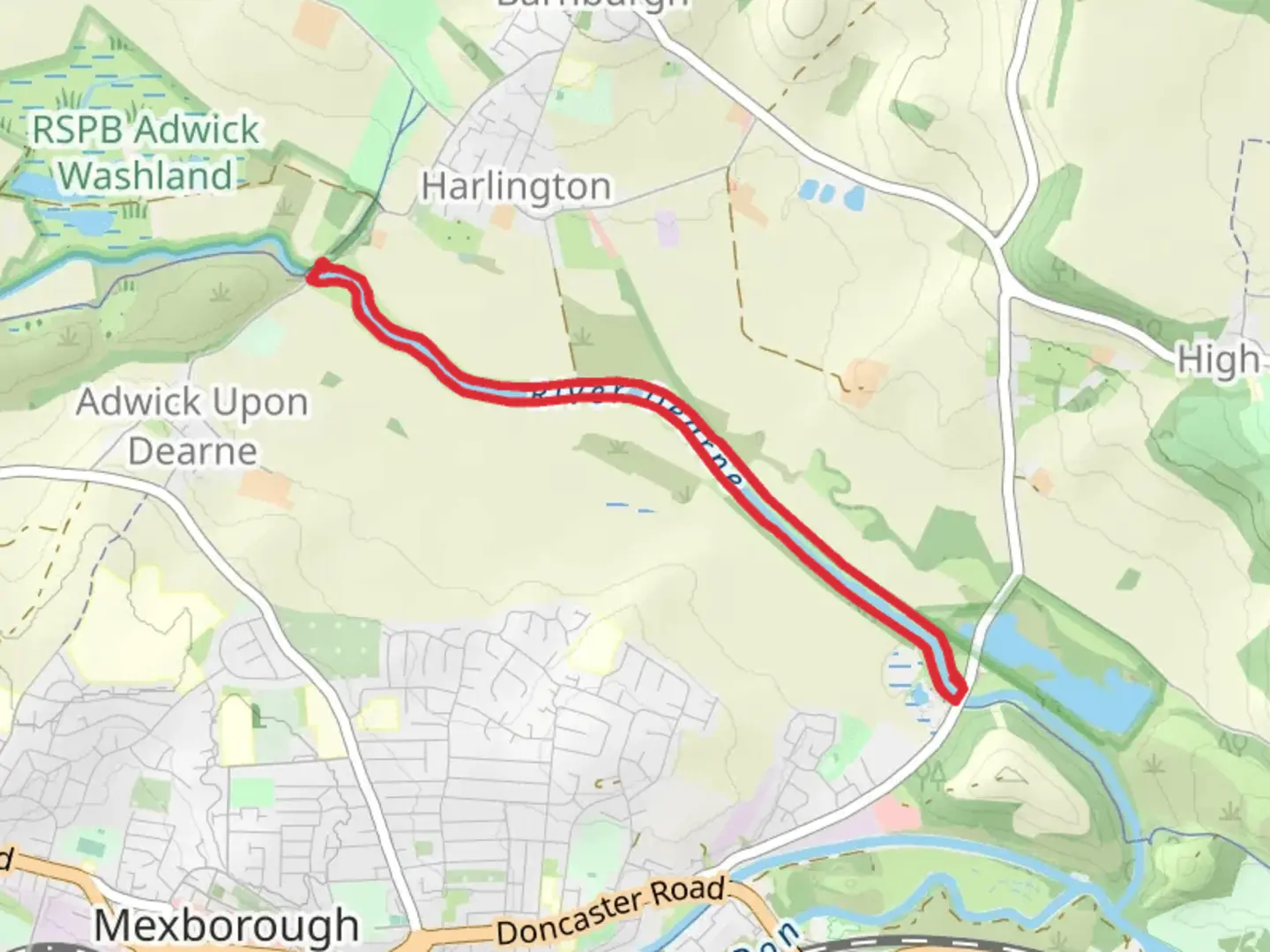 An image depicting the trail River Dearne Loop - Harlington and its surrounding area.