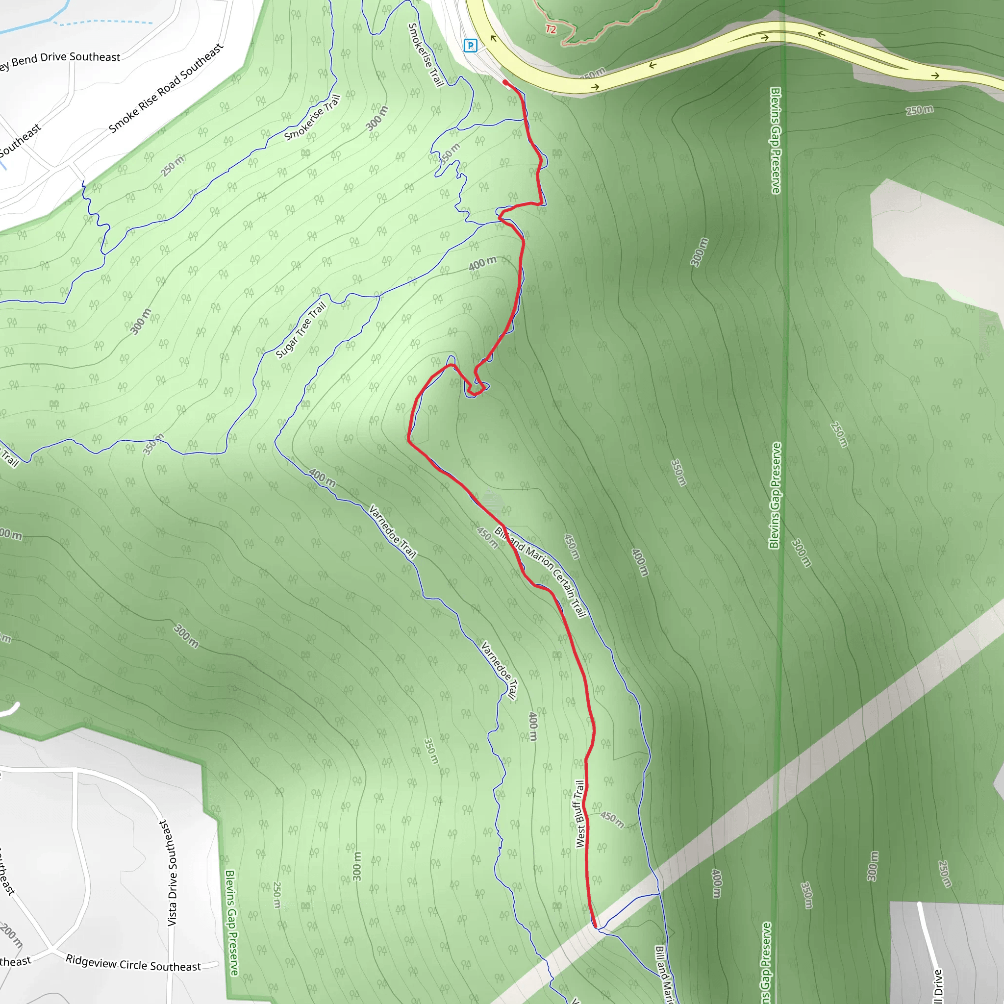 West Bluff Trail mobile static map