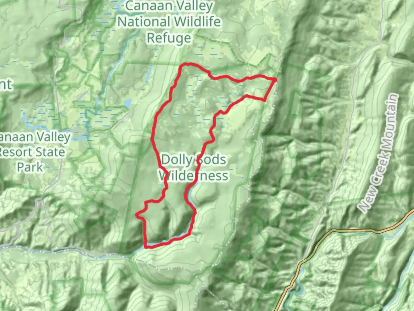 An image depicting the trail Bear Rocks, Rocky Knob and Red Creek Loop Trail and its surrounding area.