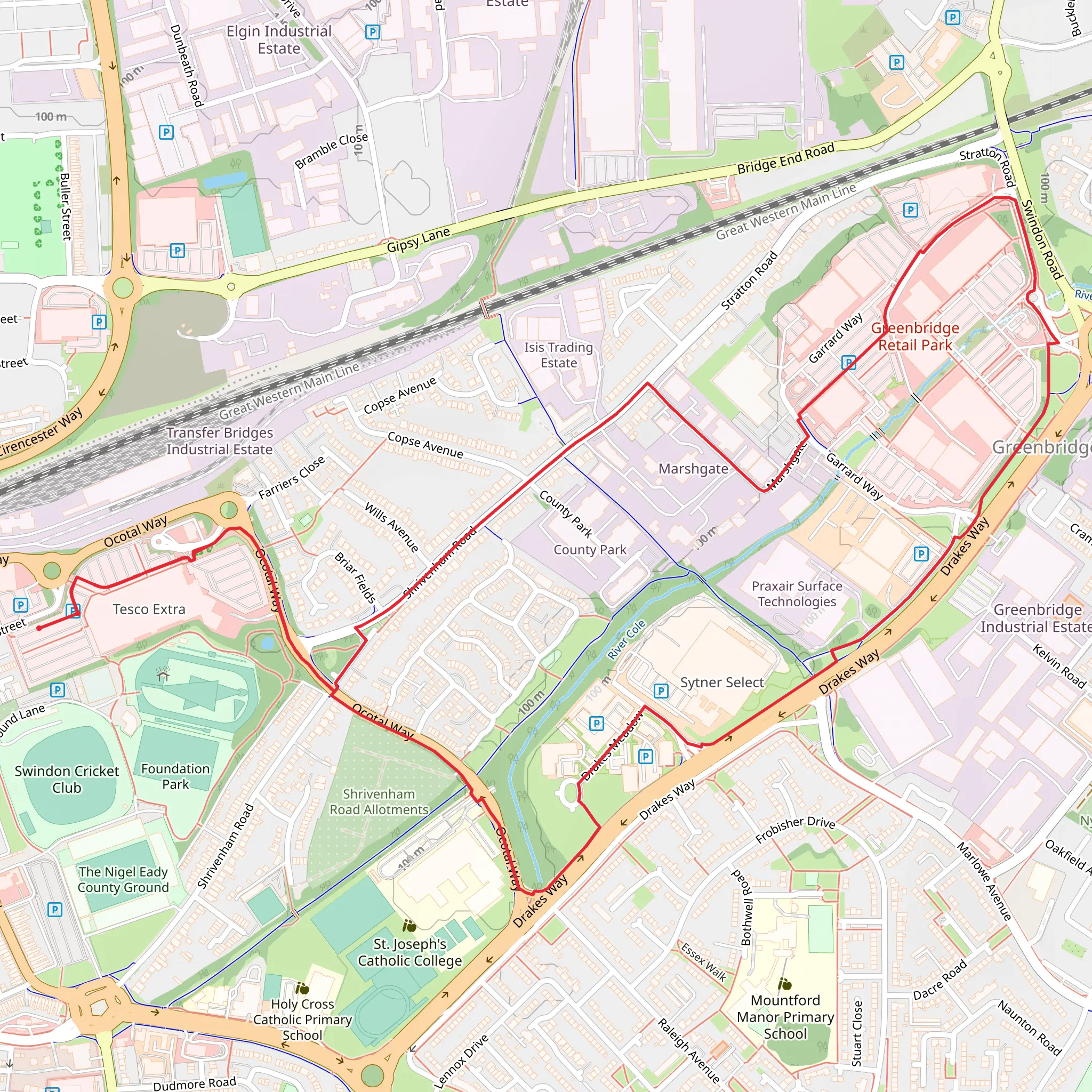 Swindon Short Loop mobile static map