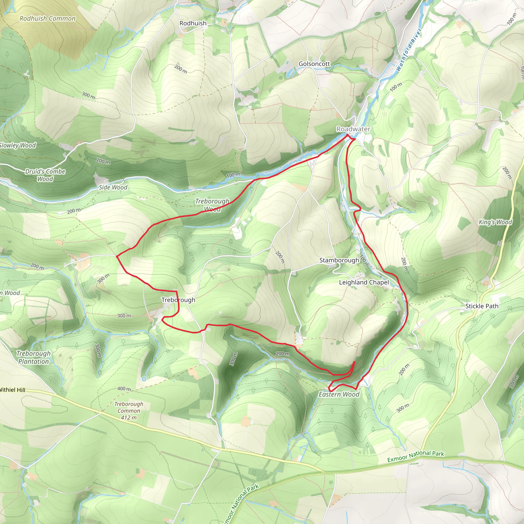 Roadwater and Coleridge Way mobile static map
