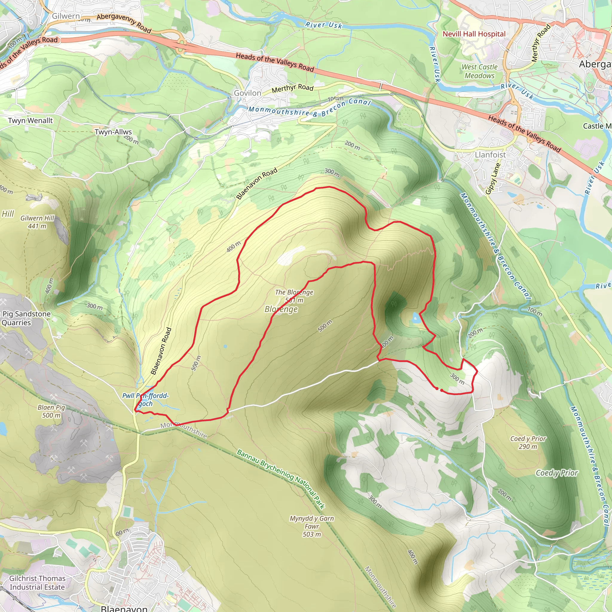 Keeper's Pond and Blorenge mobile static map