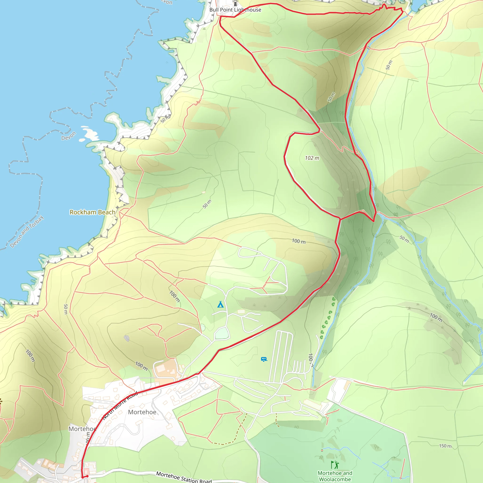 Kinever Valley to Bennett's Mouth mobile static map