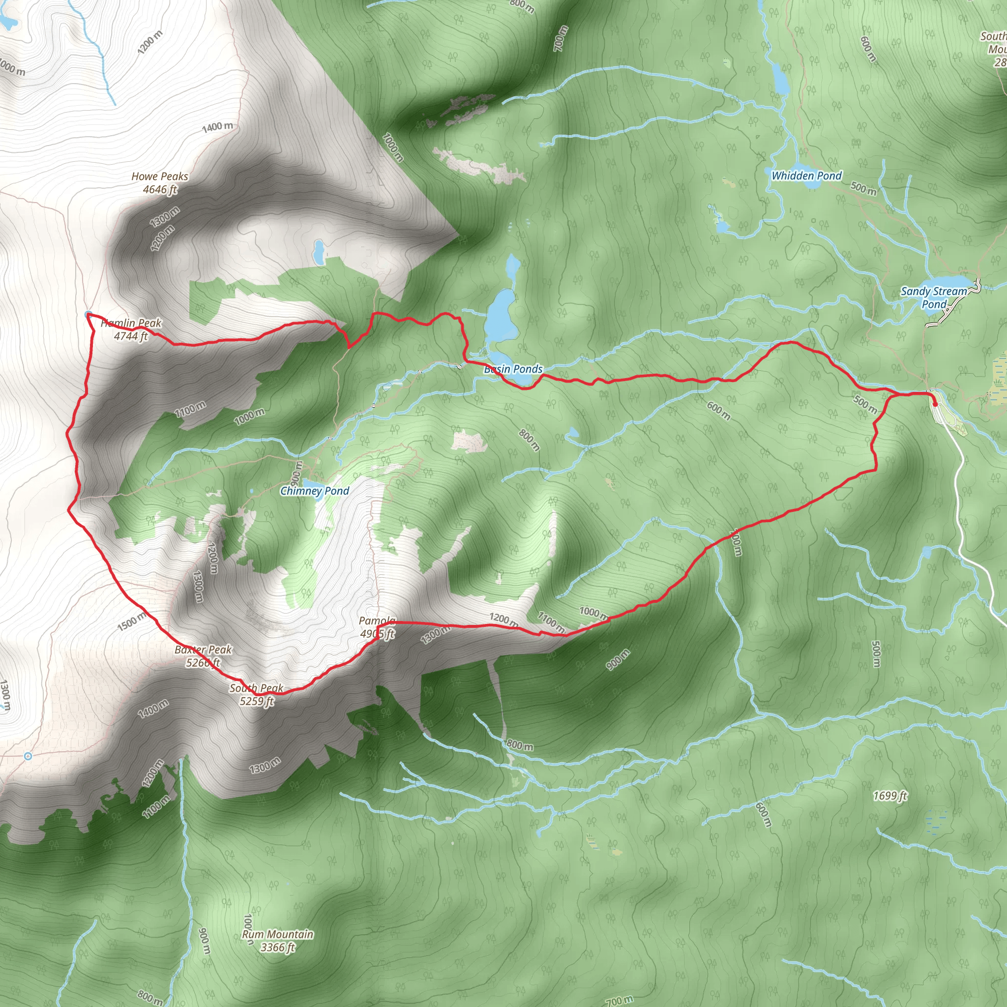 Katahdin Knife Edge Trail mobile static map