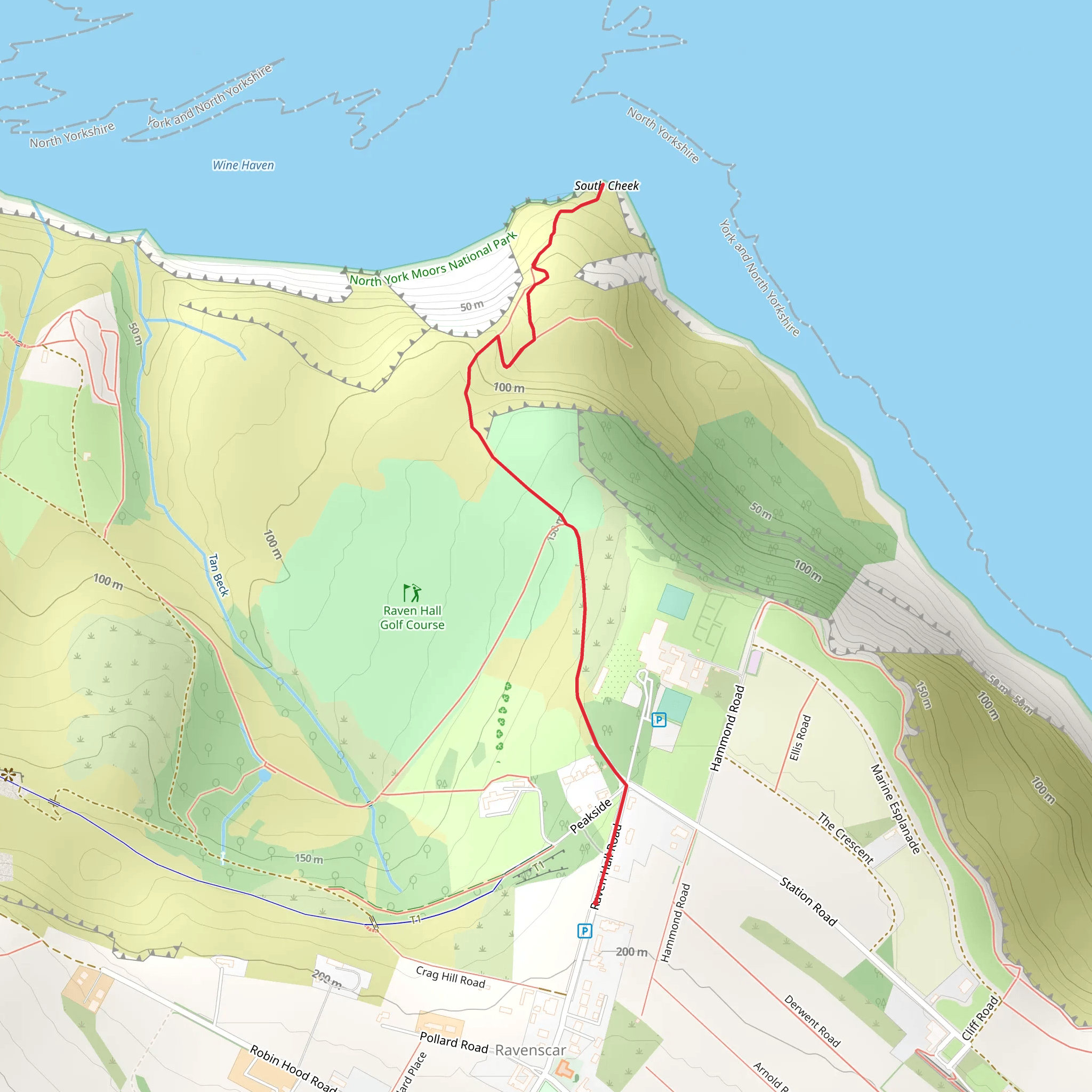 Ravenscar Cliff Walk mobile static map