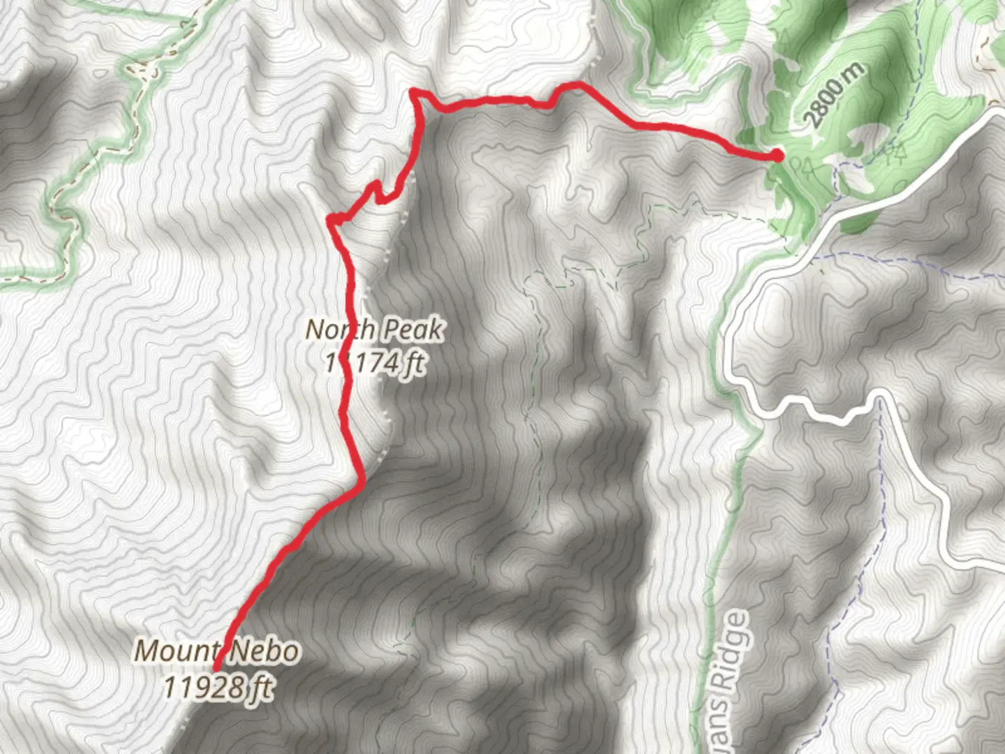 An image depicting the trail Mount Nebo via North Peak Trail and its surrounding area.