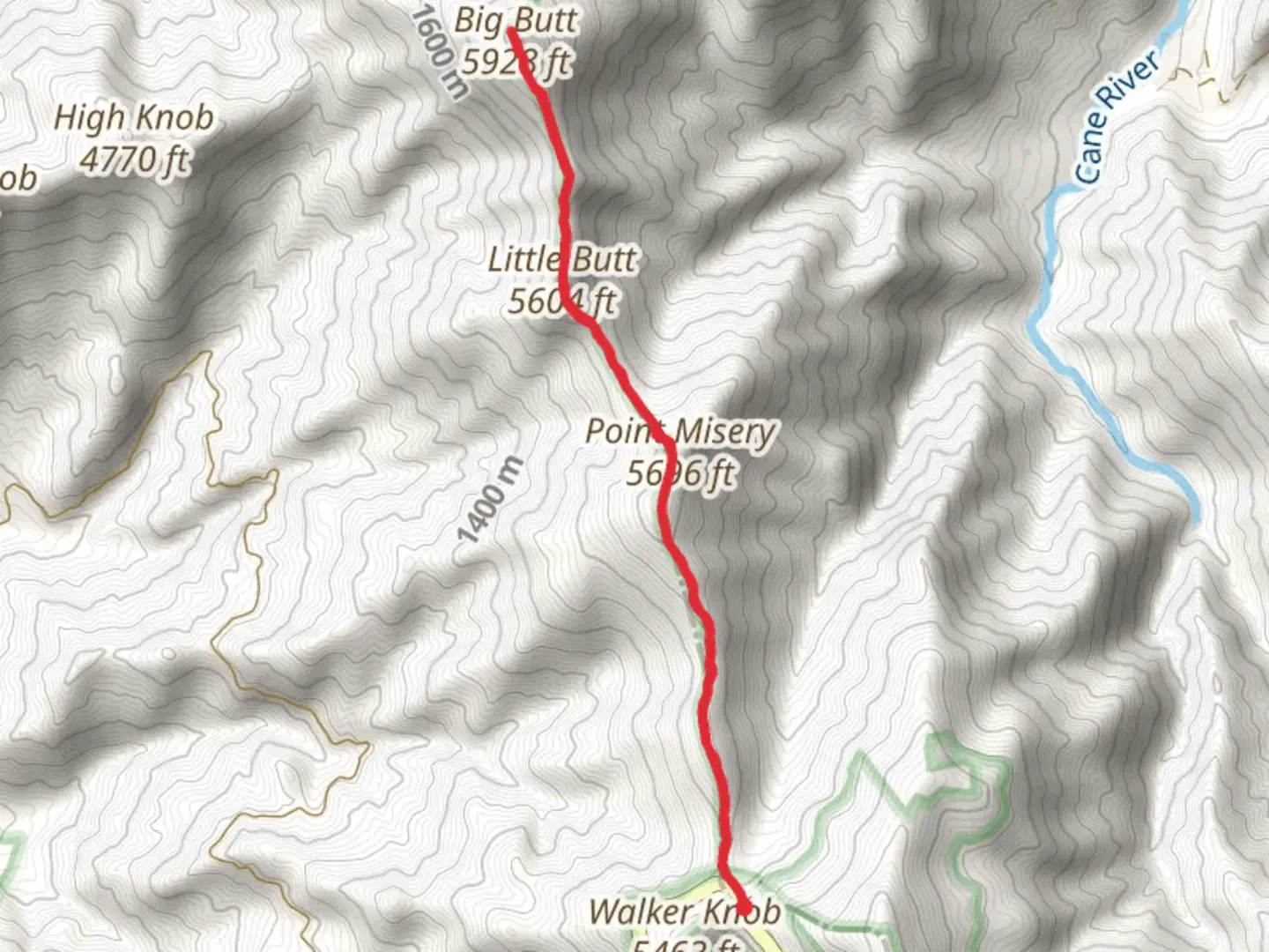 An image depicting the trail Little Butt - Big Butt Trail and its surrounding area.