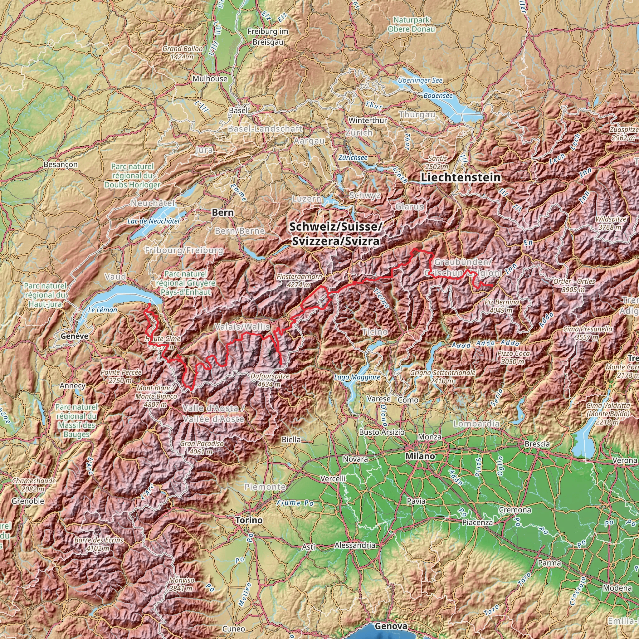 Alpenpässe-Weg mobile static map