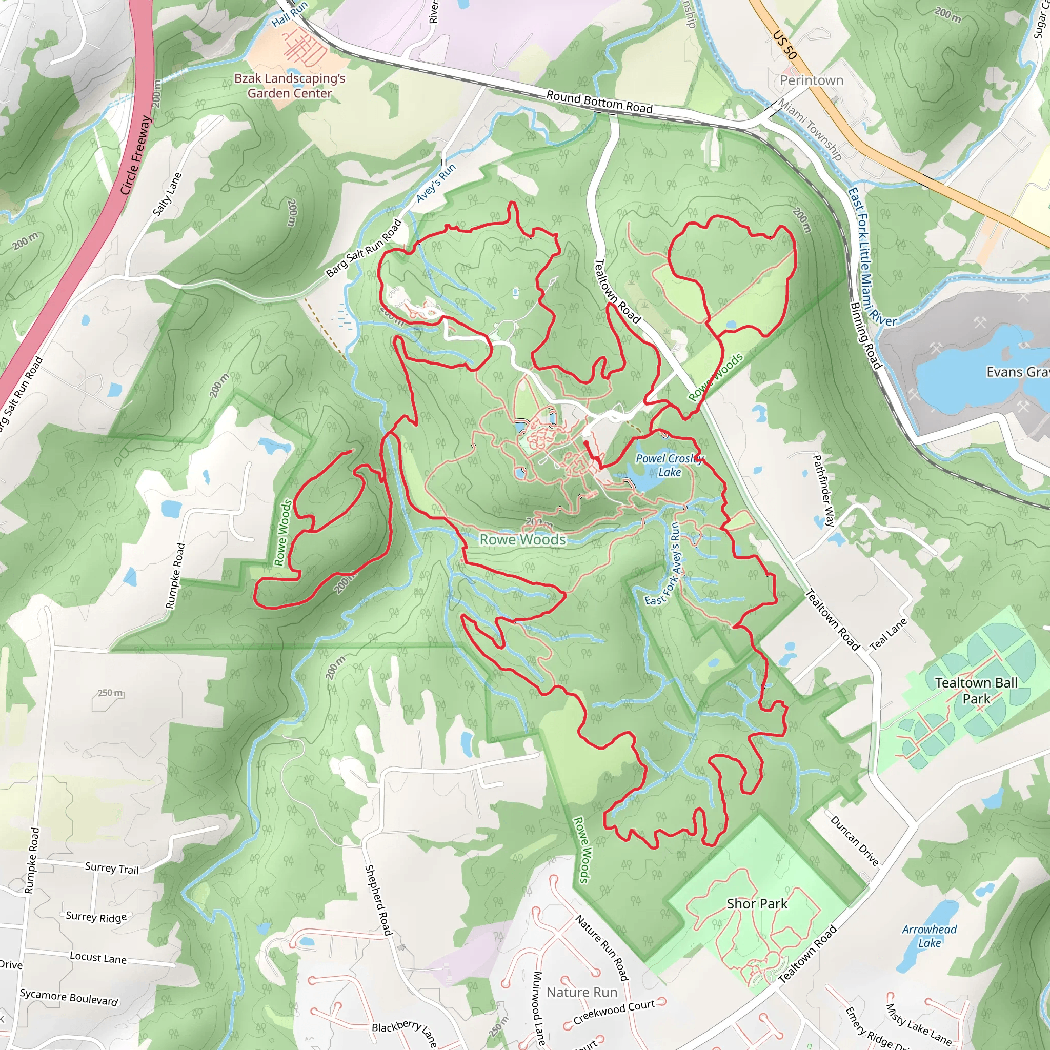 Powel Crosley Lake - Lookout - Fernwood - Far Ridge - Redwing Loop Trail mobile static map