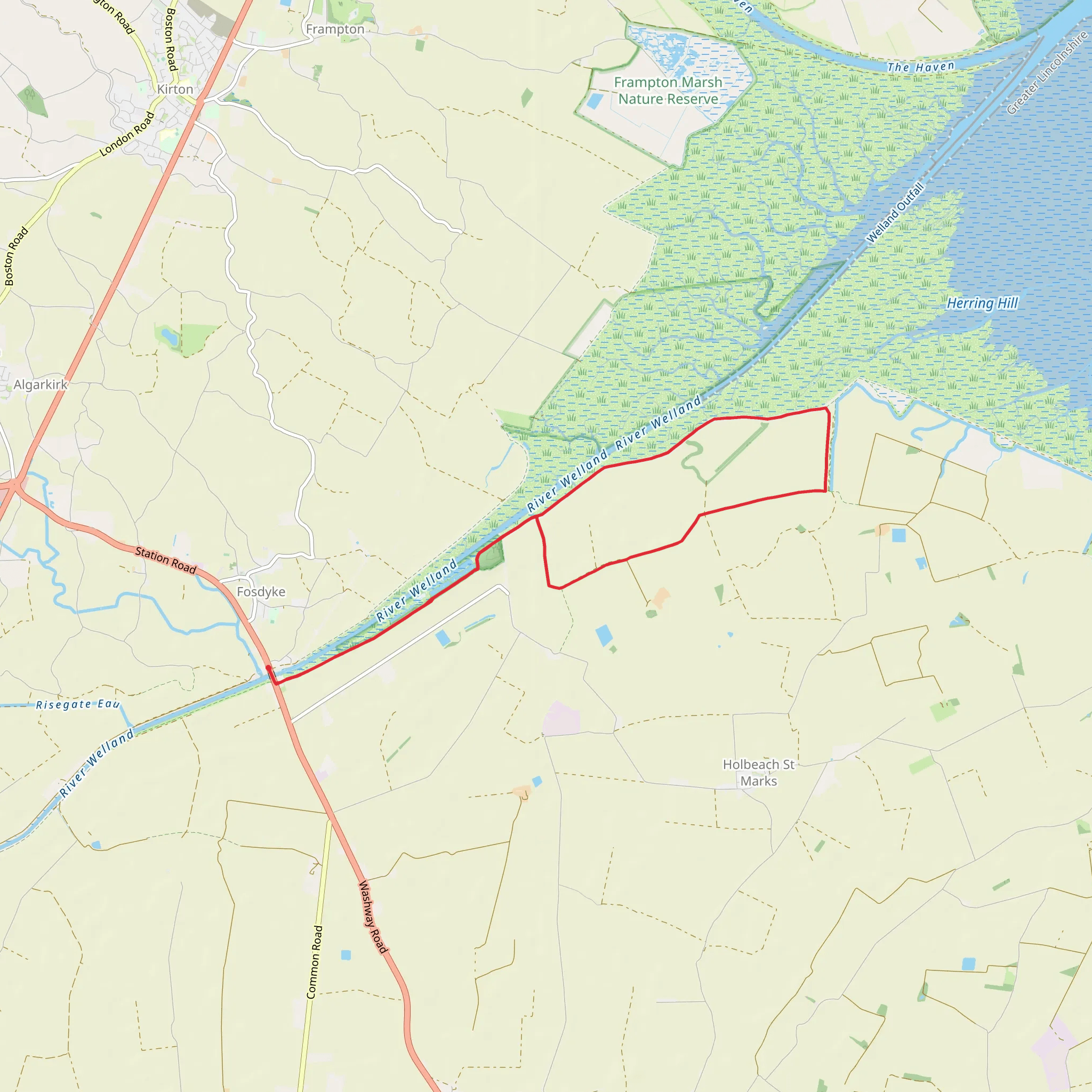 Moulton Marsh and The Welland from Fosdyke Bridge mobile static map