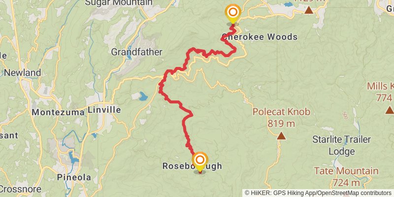 Mountains-to-Sea Trail stage 26 Map