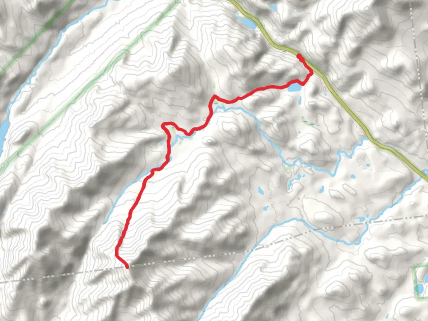 An image depicting the trail Beck-horn via Dix Trail and its surrounding area.
