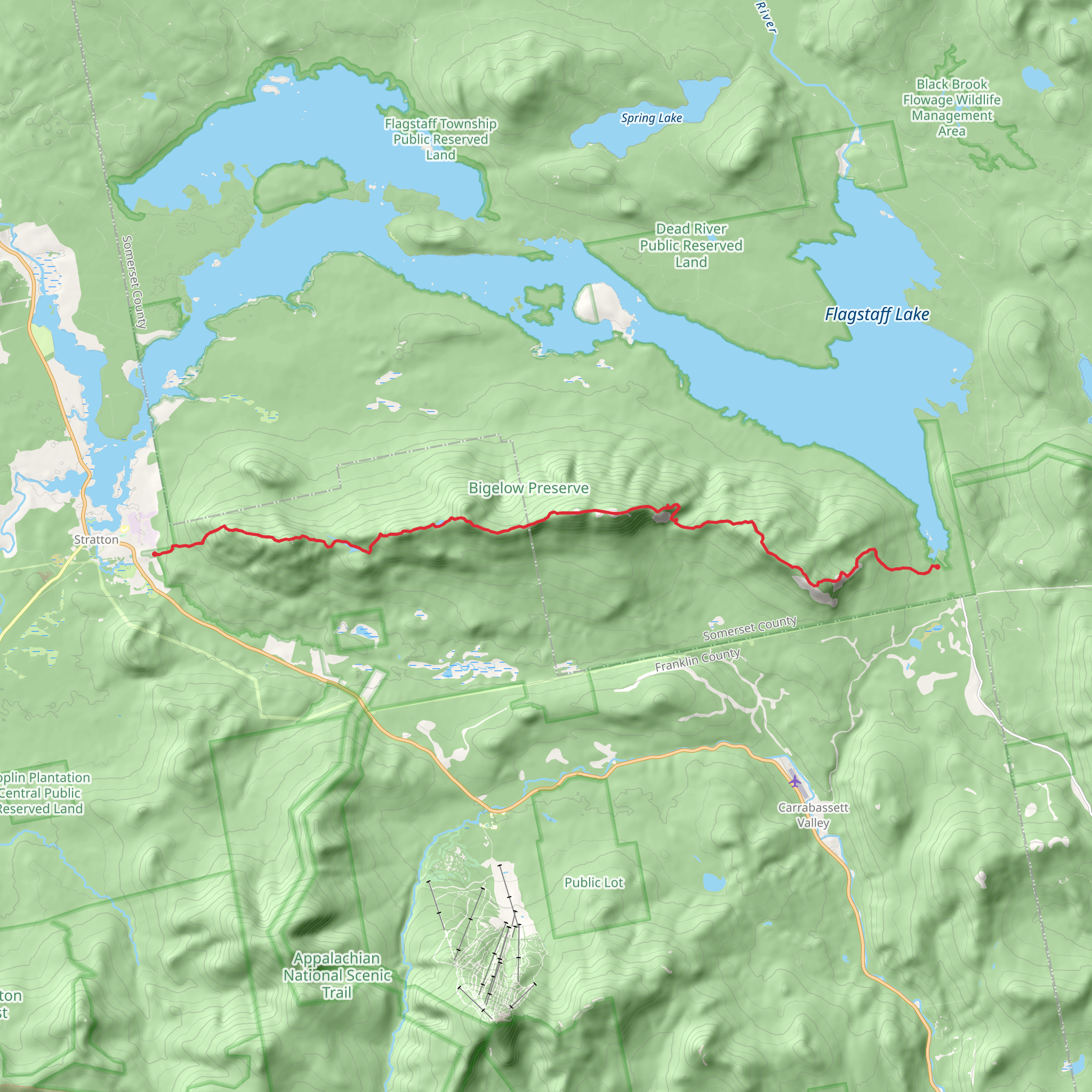 Dead River to Stratton Brook Trail mobile static map