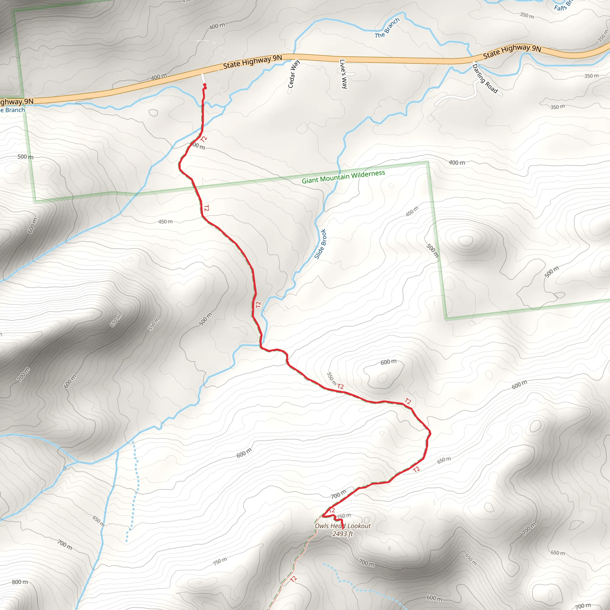 Owls Head Lookout Trail via North Trail mobile static map