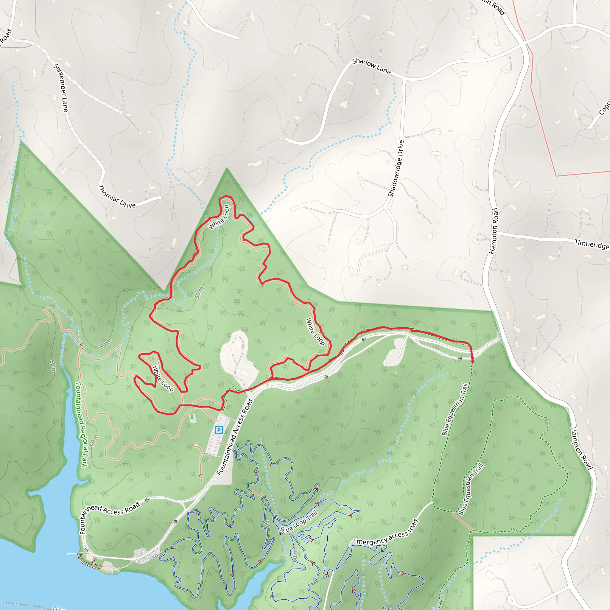 Blue Equestrian Trail and White Loop mobile static map