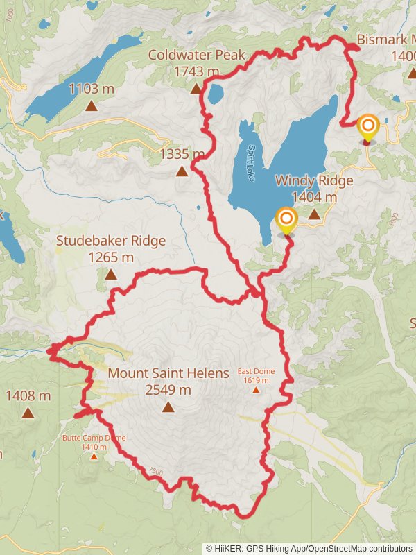 Mount St Helens Area Loops mobile static map