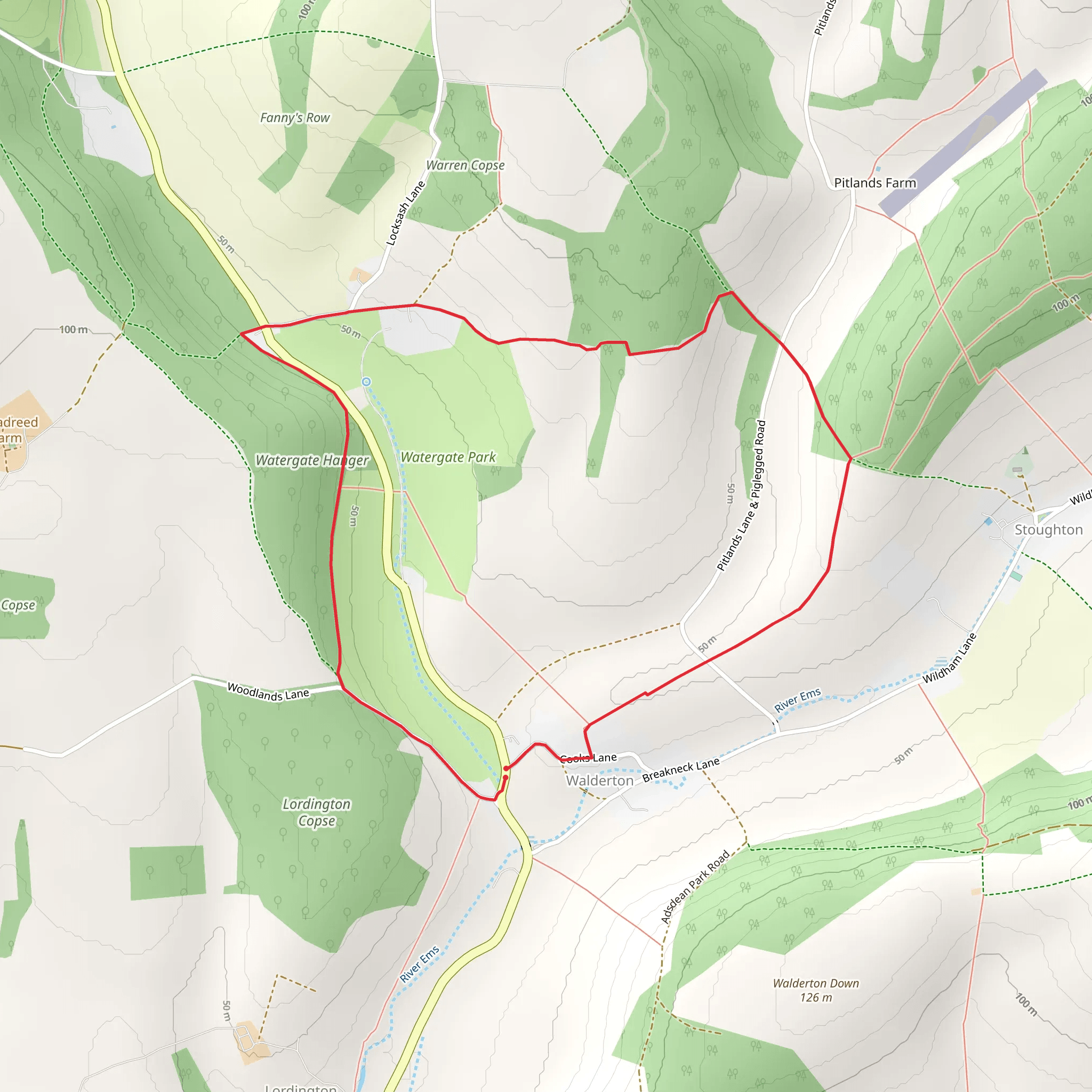 Walderton to Watergate Walk mobile static map