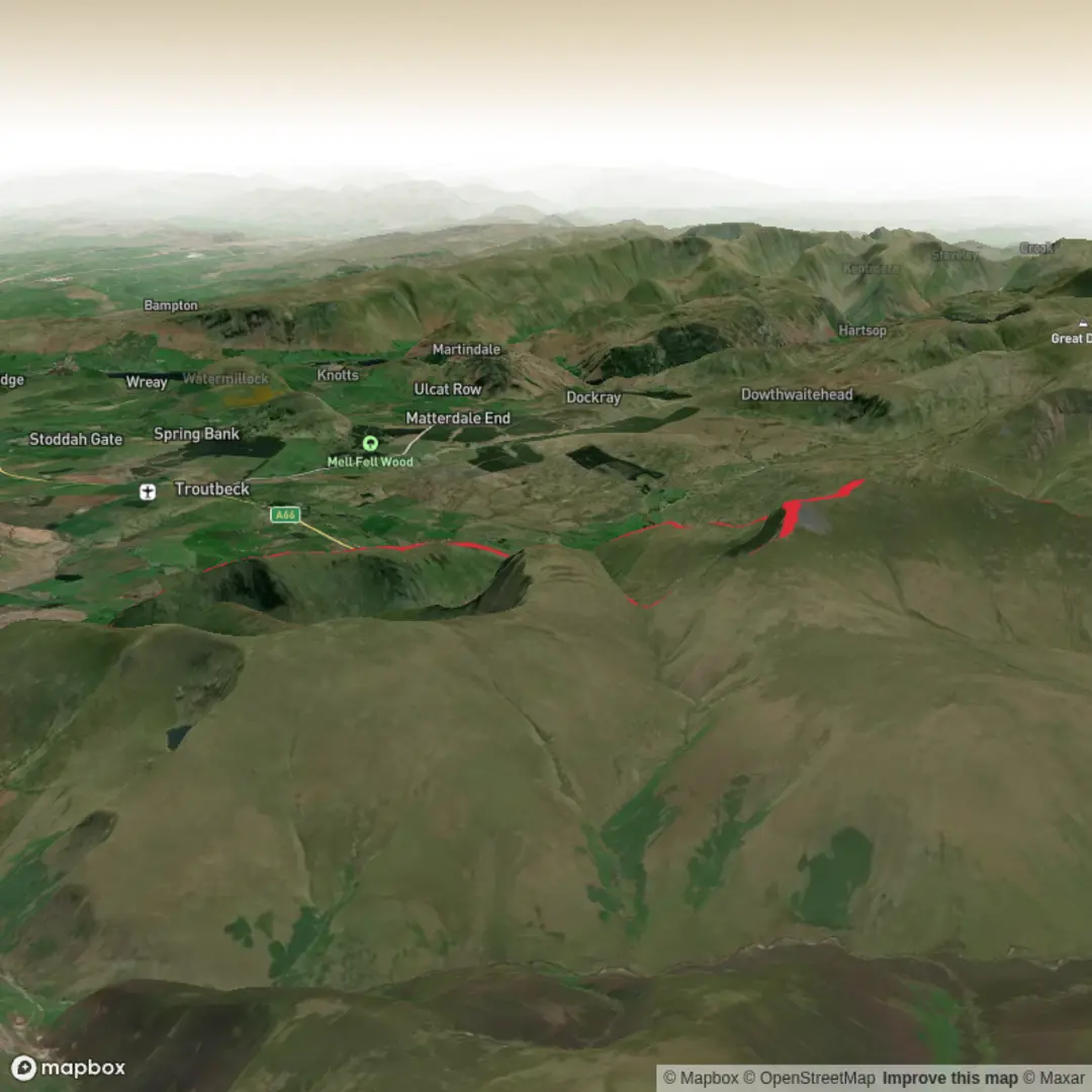 An image depicting the trail Blencathra and Souther Fell Circular and its surrounding area.