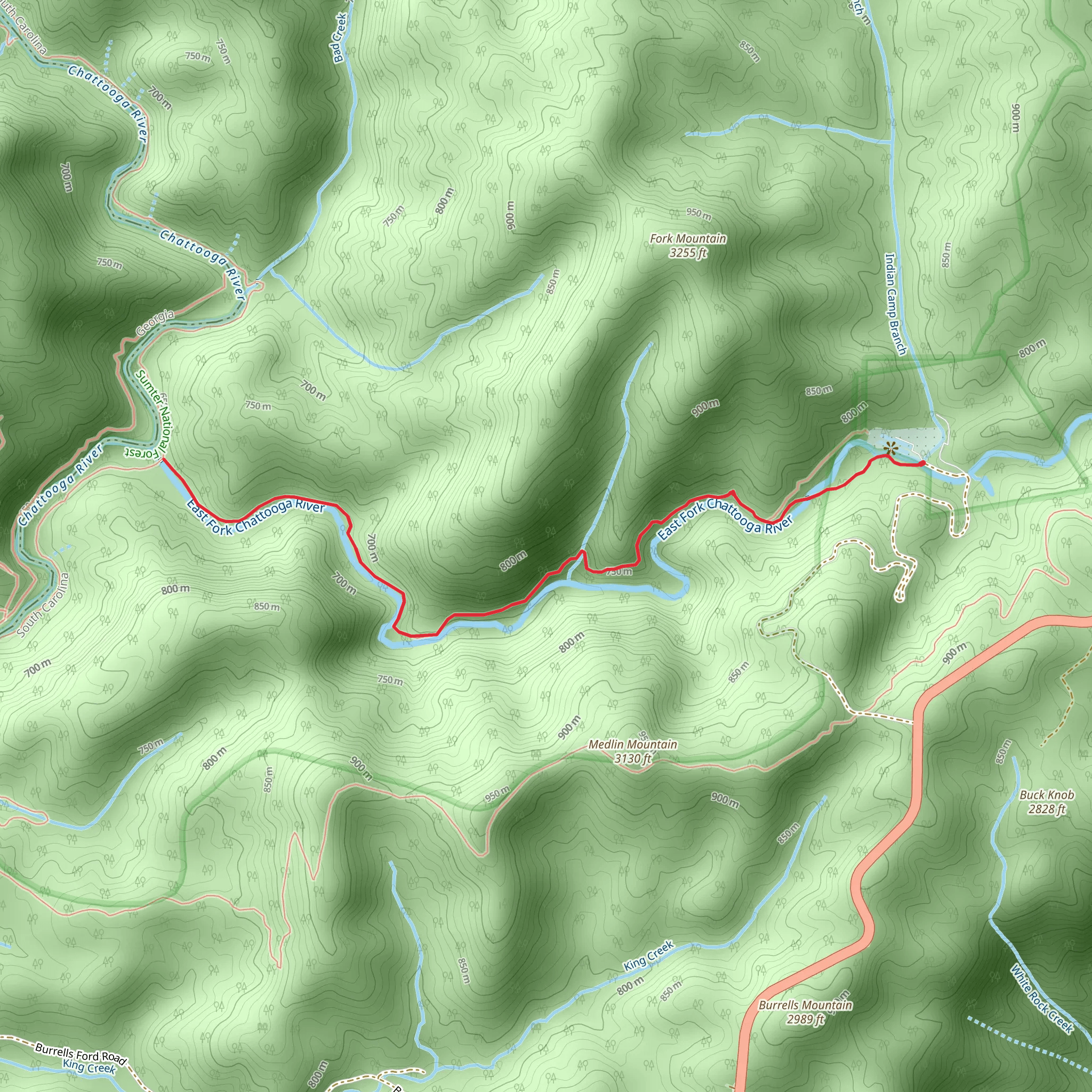 East Fork Trail mobile static map