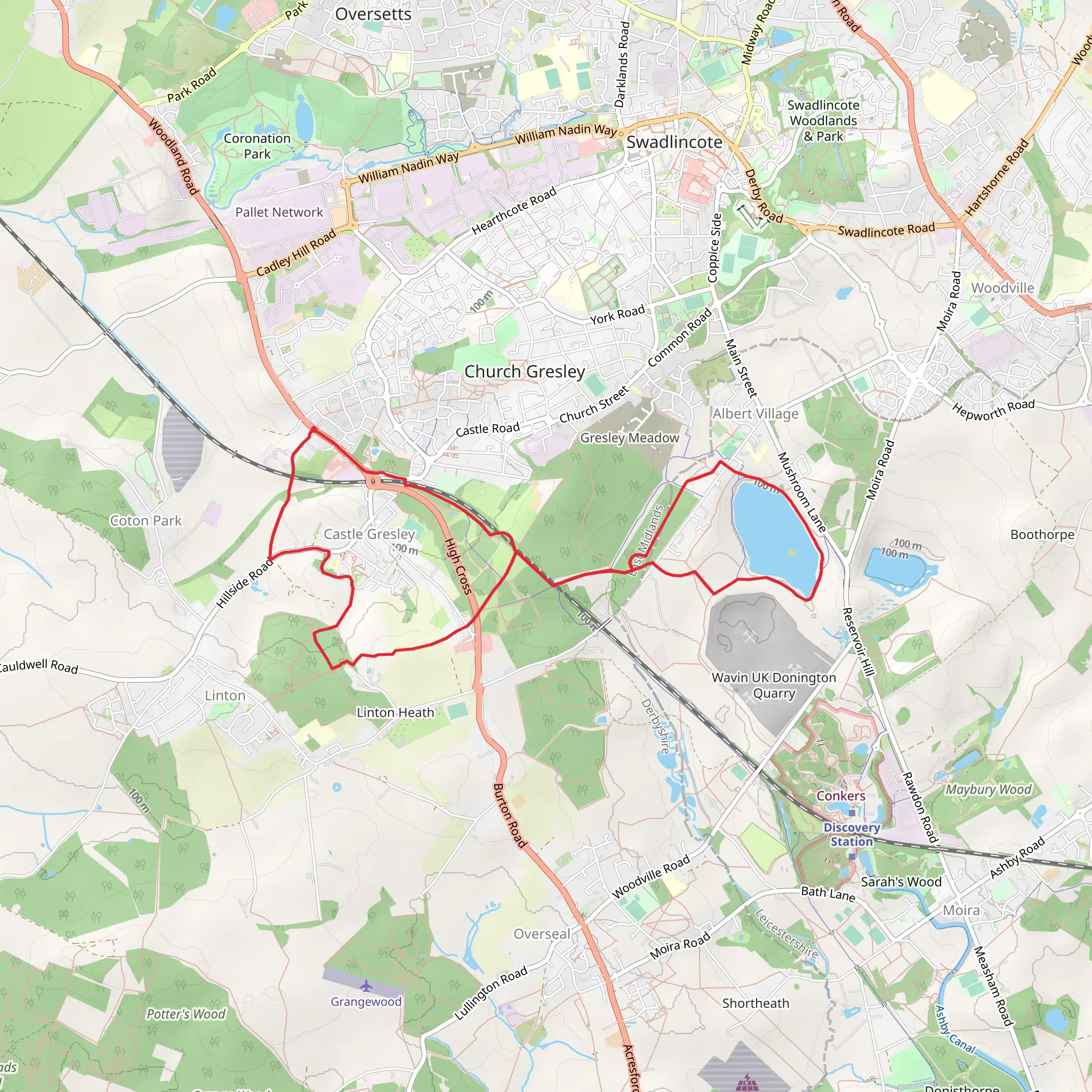 Castle Gresley and Albert Village Lake Loop mobile static map