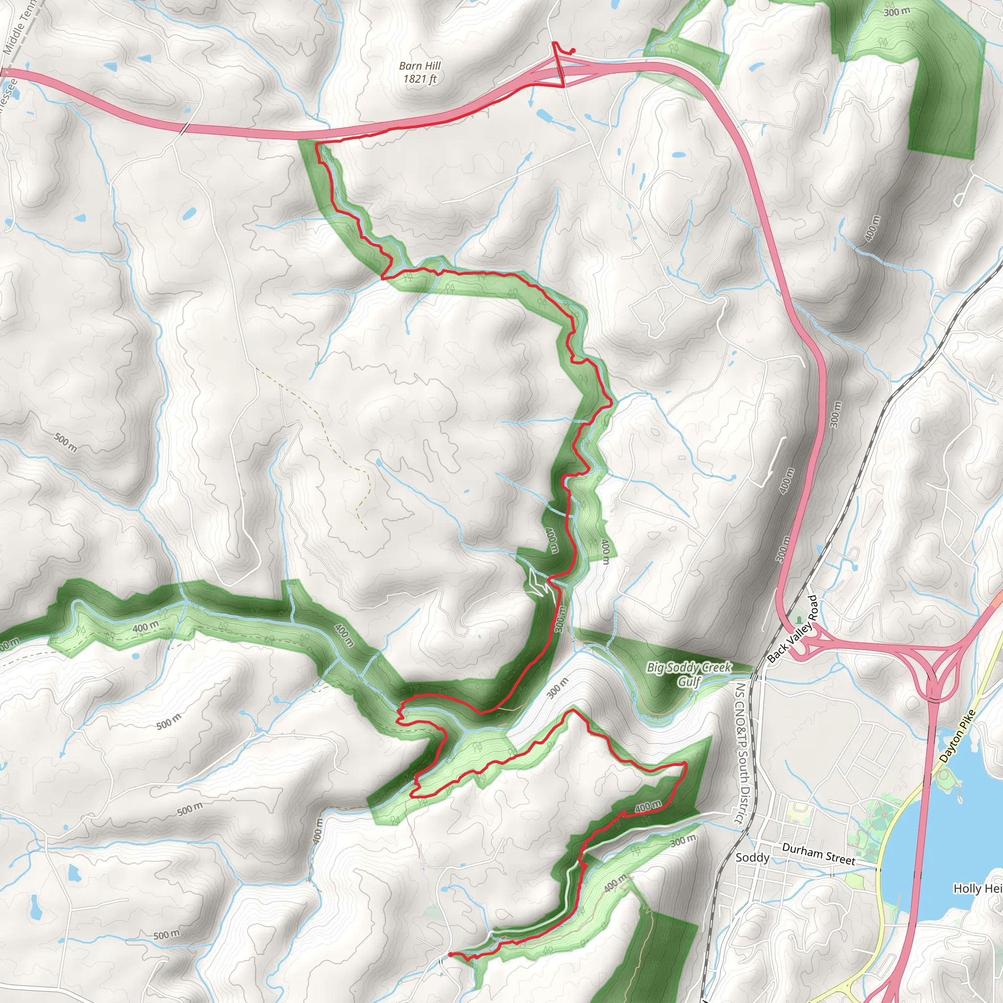 CT - Soddy Creek Gorge Trail North mobile static map