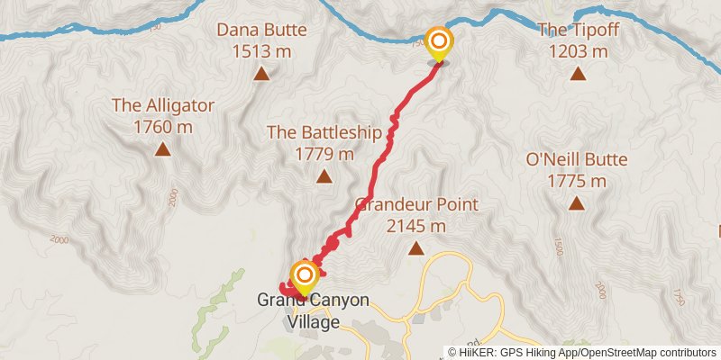 Plateau Point Trail via Bright Angel Trail stage 2 Map