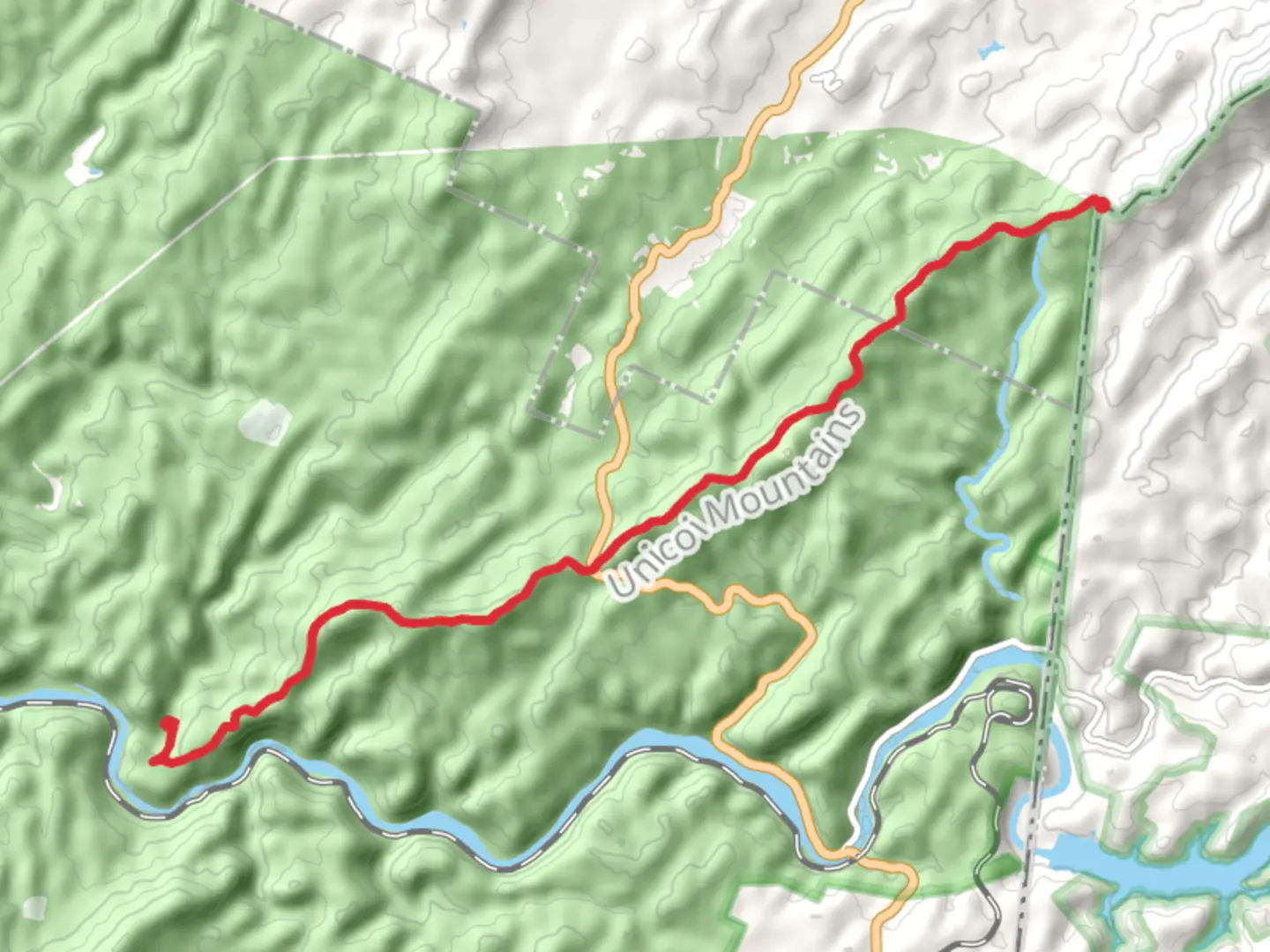 An image depicting the trail Unicoi Mountain Trail and its surrounding area.