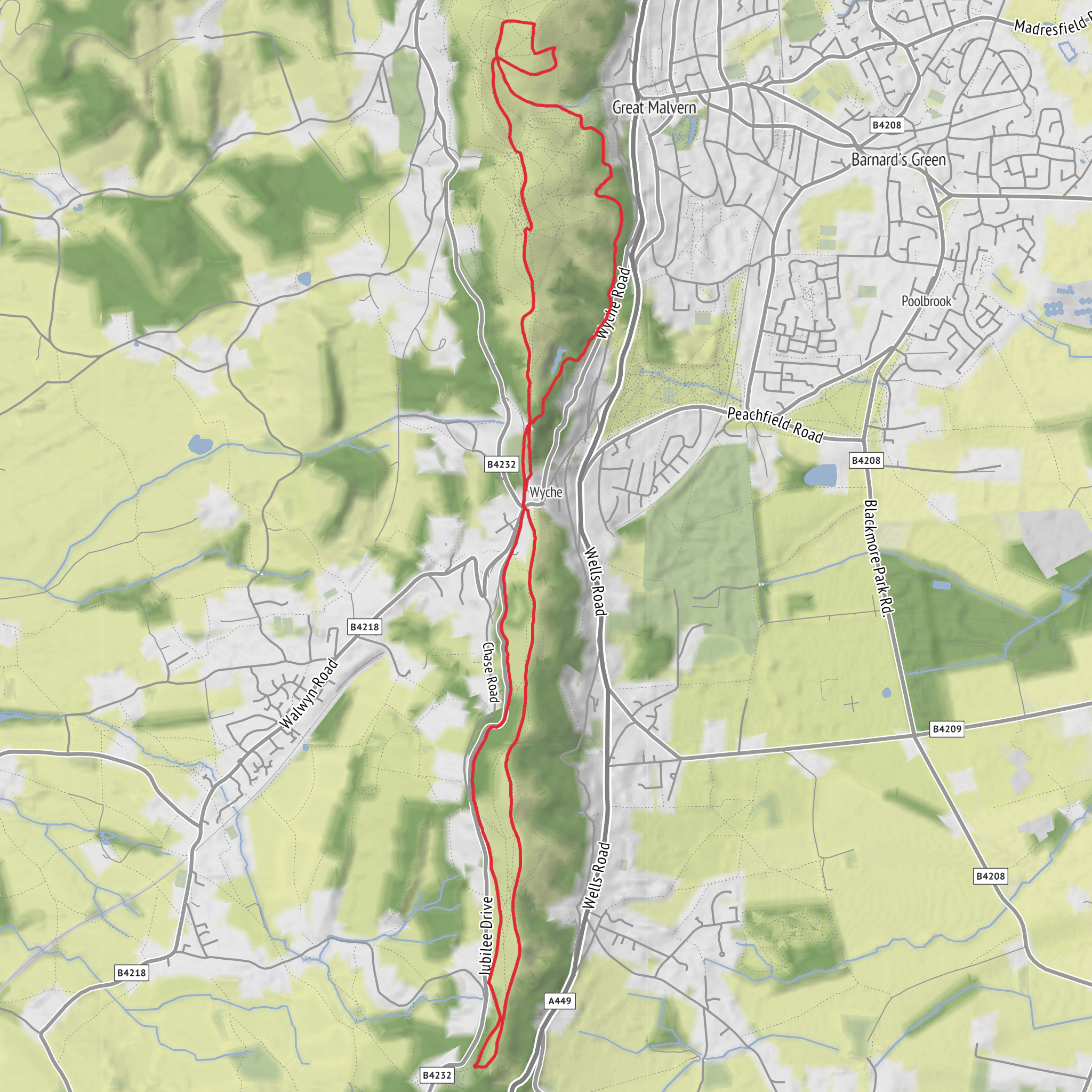 Little Malvern & Great Malvern loop mobile static map