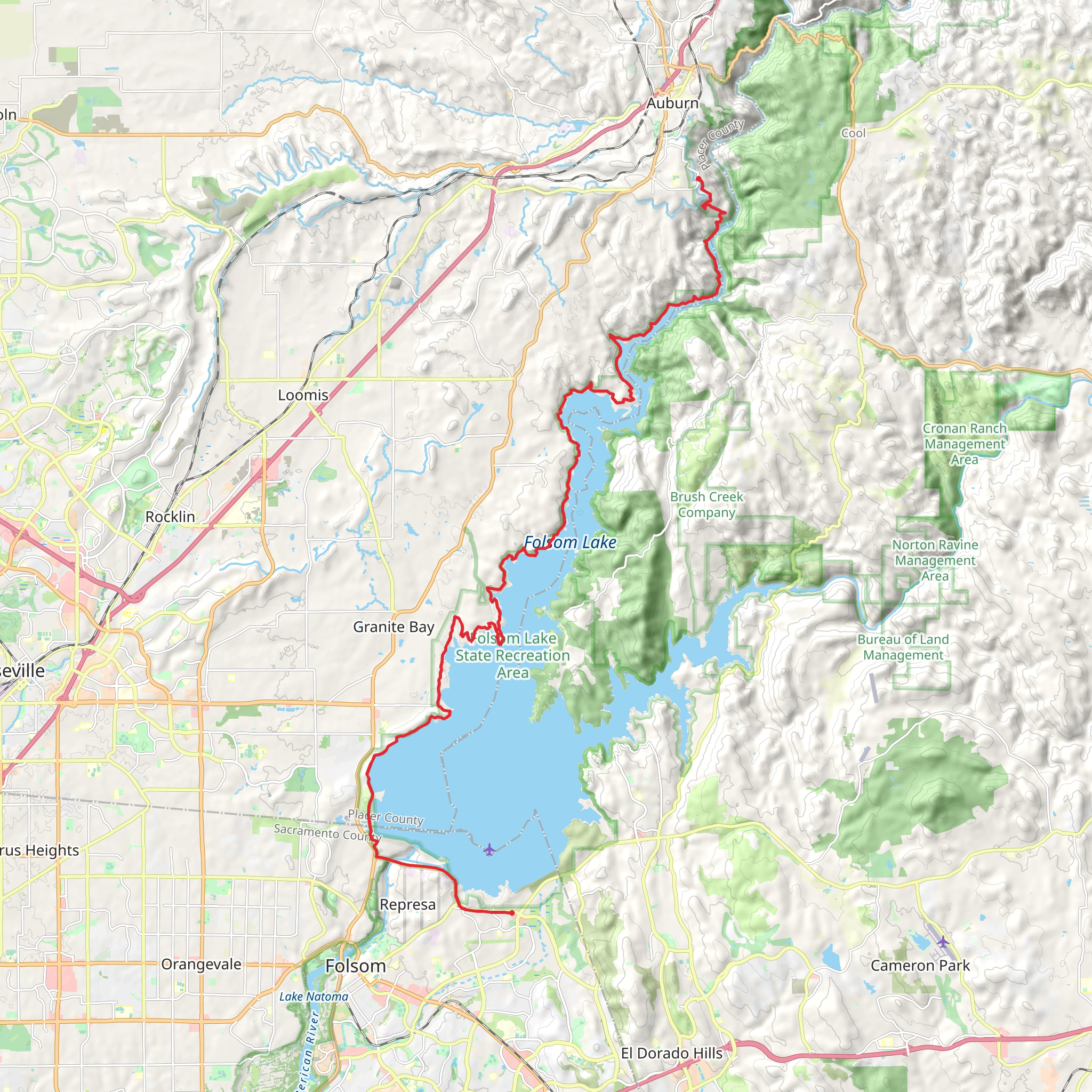 Jedi Trail and Pioneer Express Trail - Folsom Lake mobile static map
