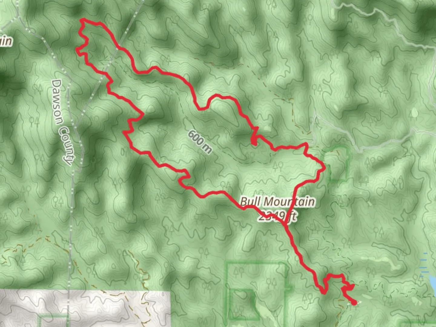 An image depicting the trail Bull Mountain and Saddle Back Loop Trail and its surrounding area.