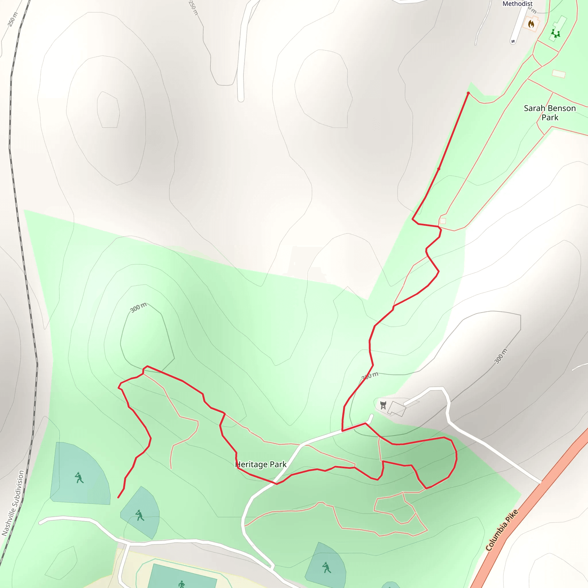 Sarah Benson Park to Heritage Park mobile static map