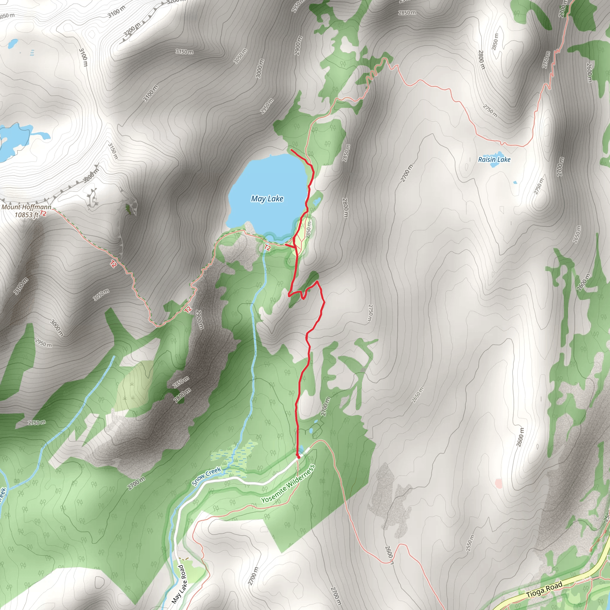 May Lake Trail mobile static map