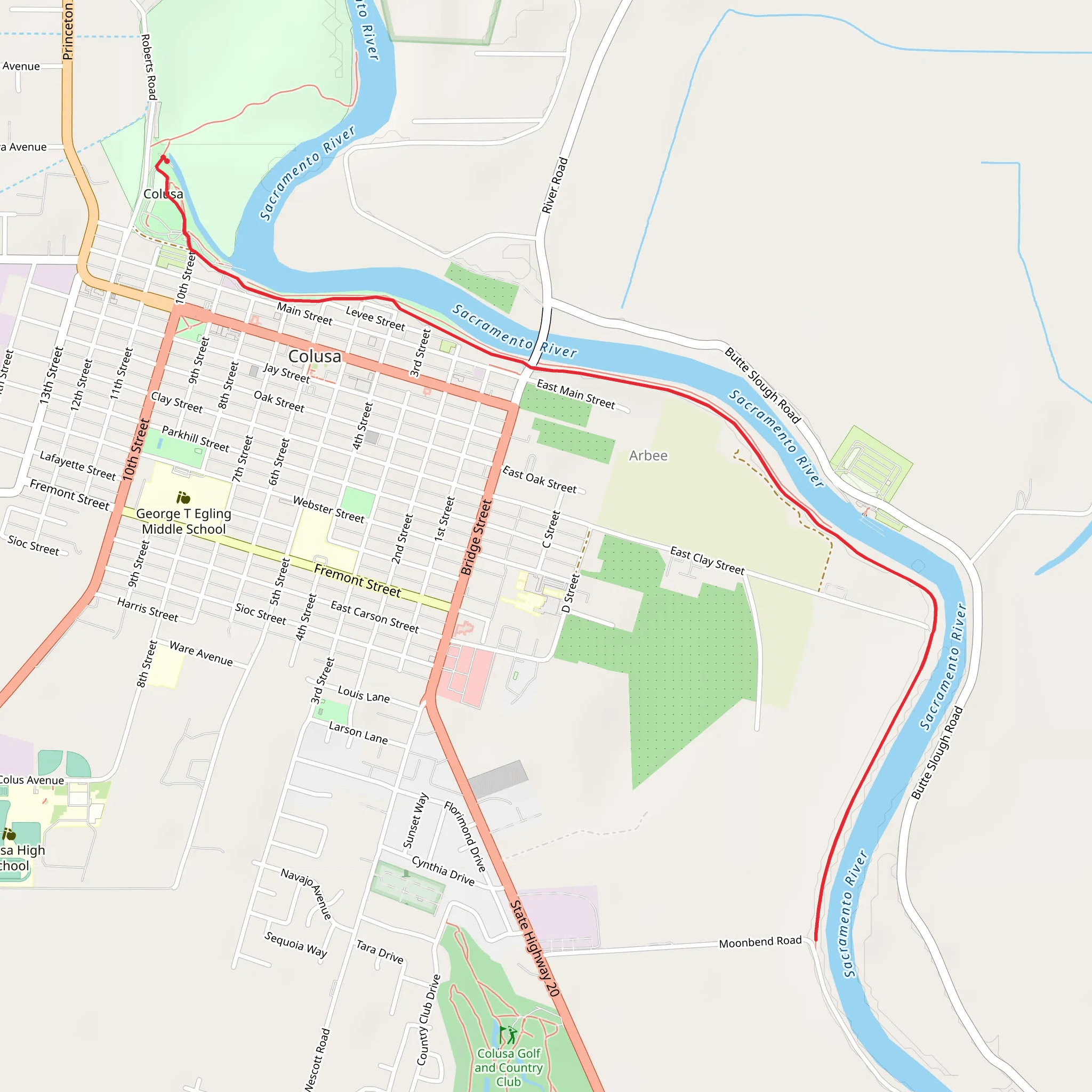 Sacramento River Walk - Levee Park mobile static map