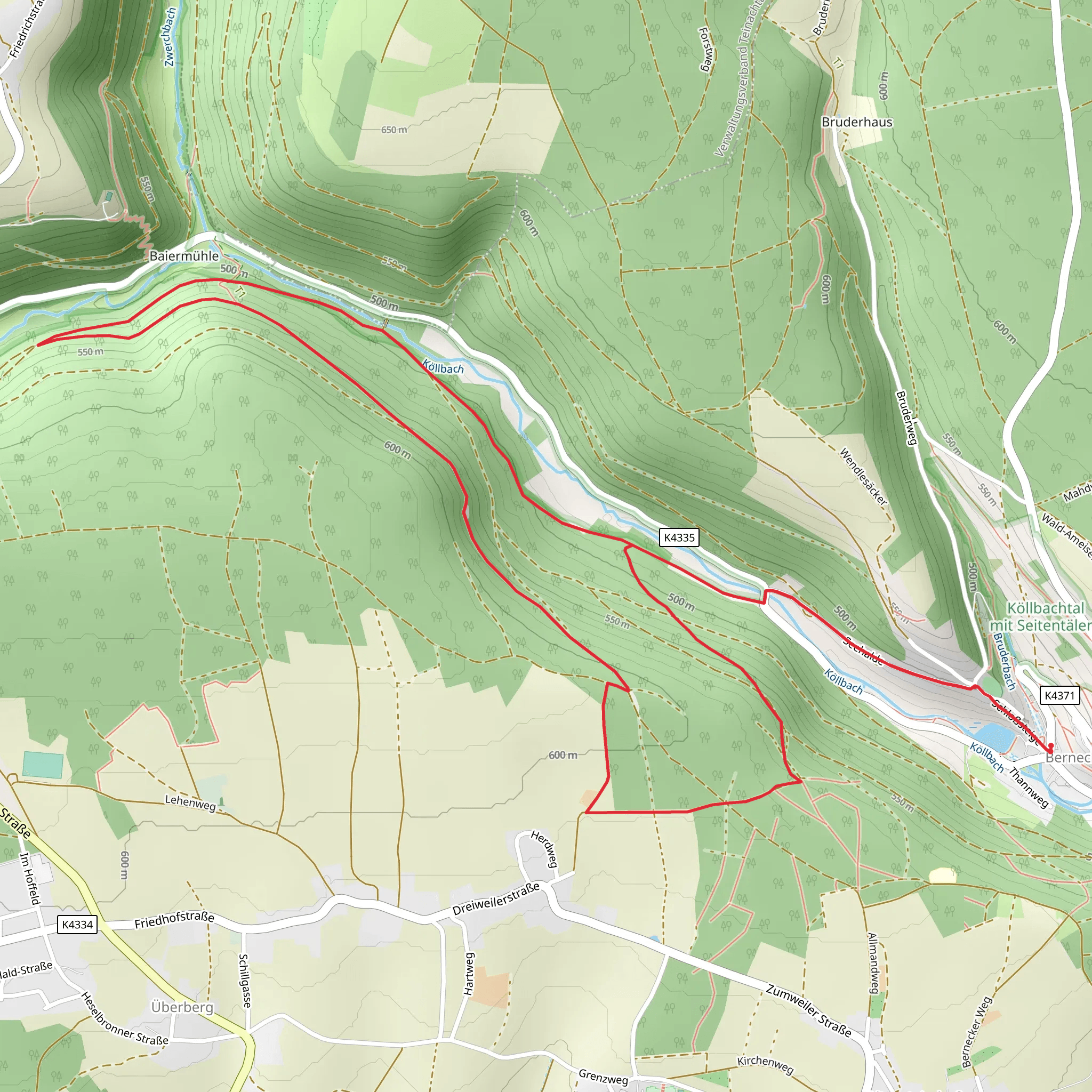 Köllbachbruecke - Baierberg and Schleeh Huette Loop mobile static map