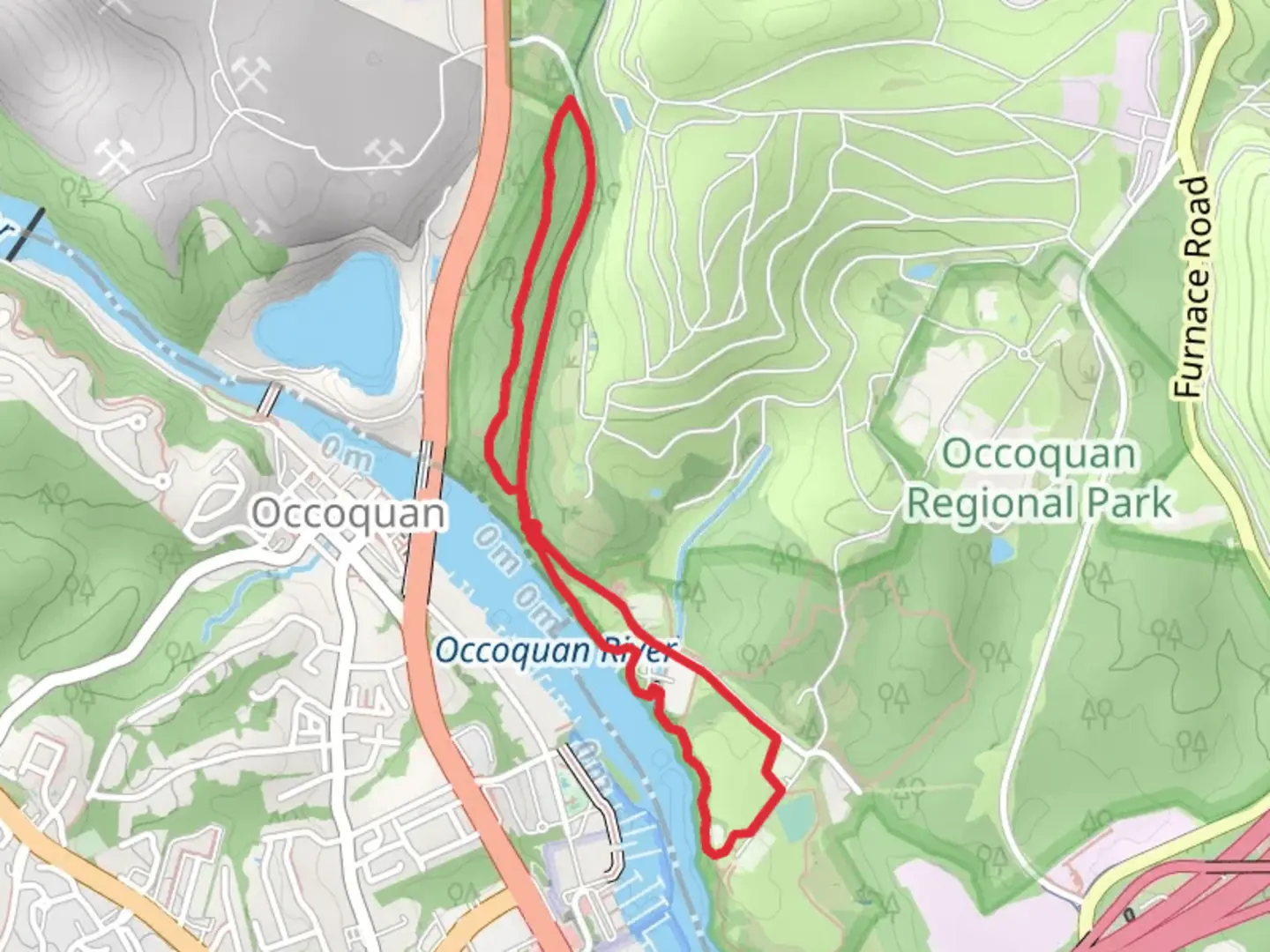 An image depicting the trail Loop along Occoquan River - Lorton Road and its surrounding area.