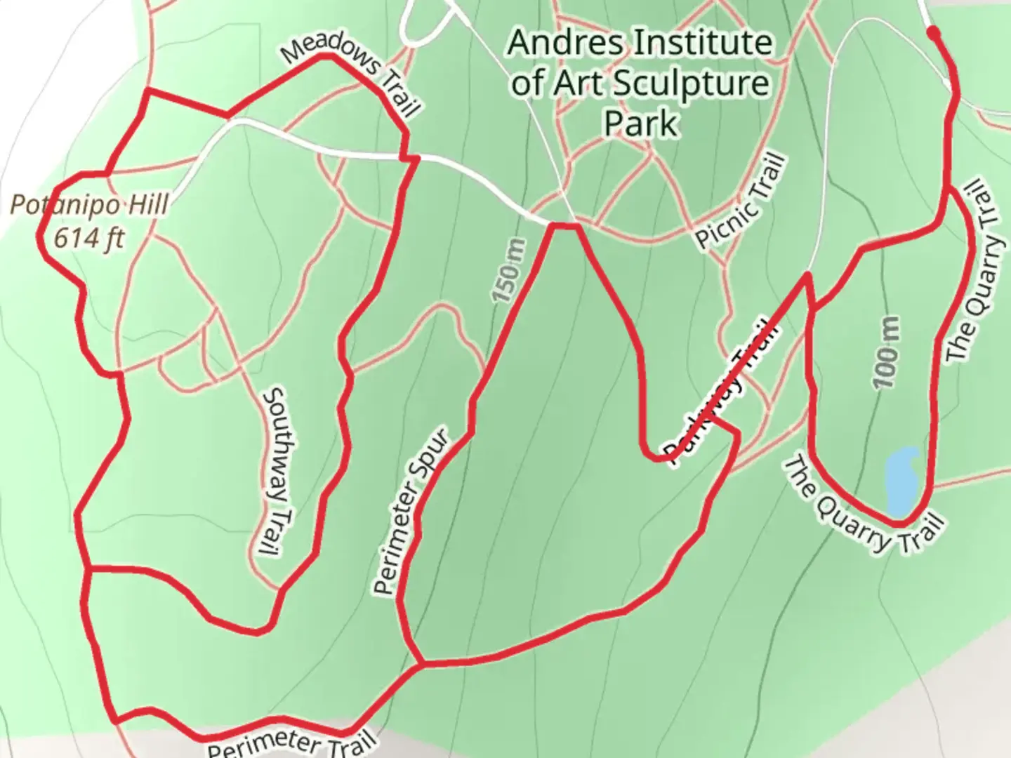 An image depicting the trail Southway Trail and Potanipo Hill Loop Trail and its surrounding area.