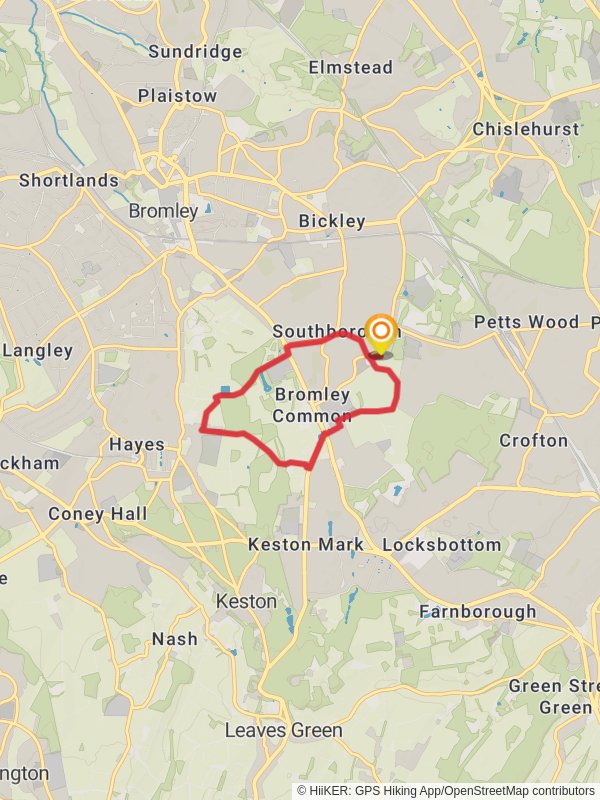 Map of Bromley Common Walk, London