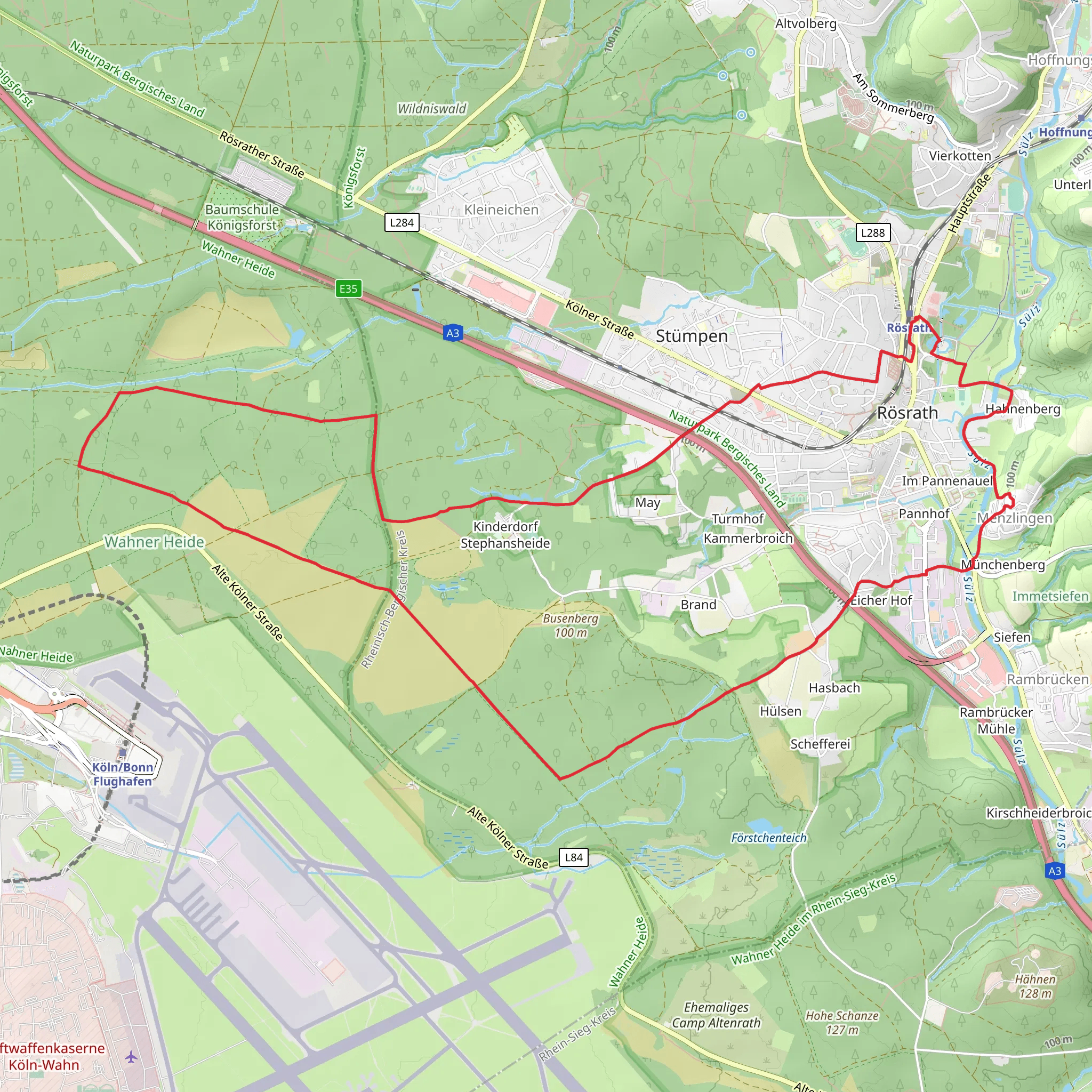 Rosrath and Wahner Heide Loop mobile static map