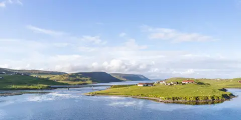 An image depicting the trail Coastal Walk of Shetland - West and its surrounding area.