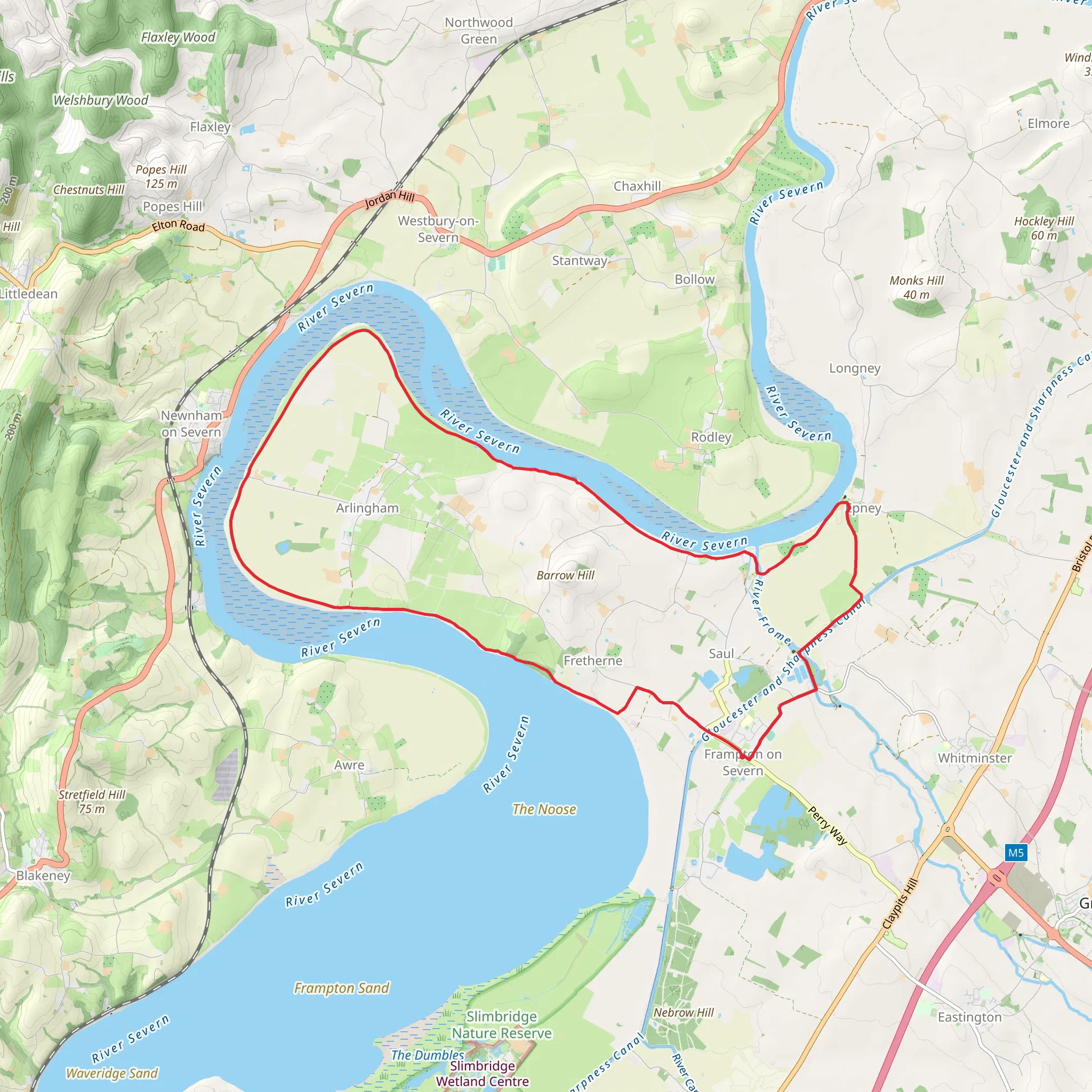 Long Wood and River Severn Loop mobile static map