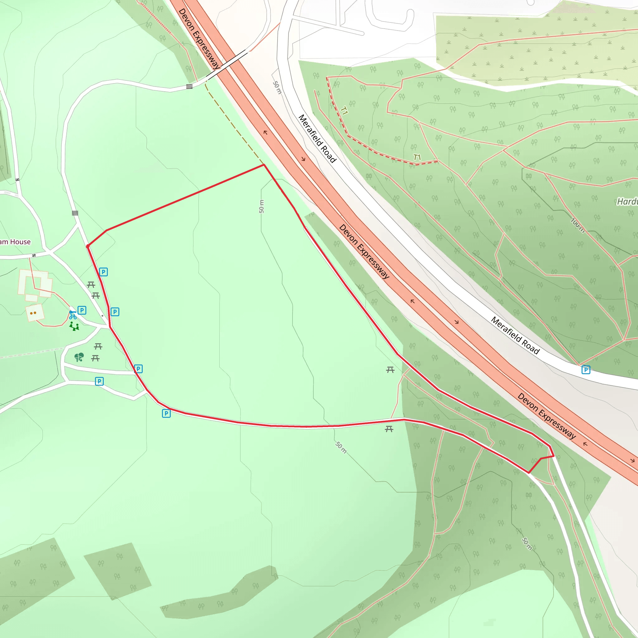 Saltram Pillars Walk mobile static map
