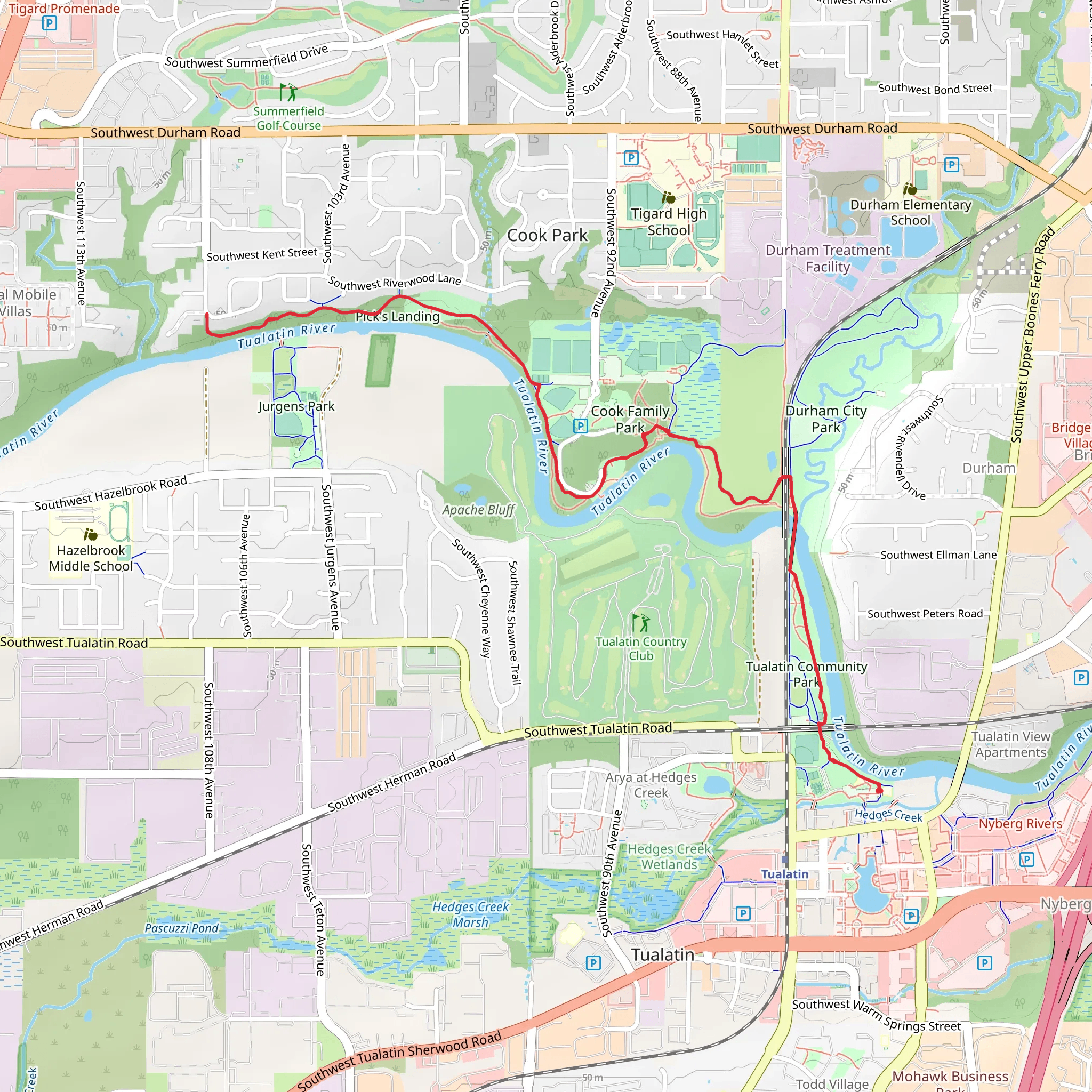 Tualatin River Greenway Trail mobile static map