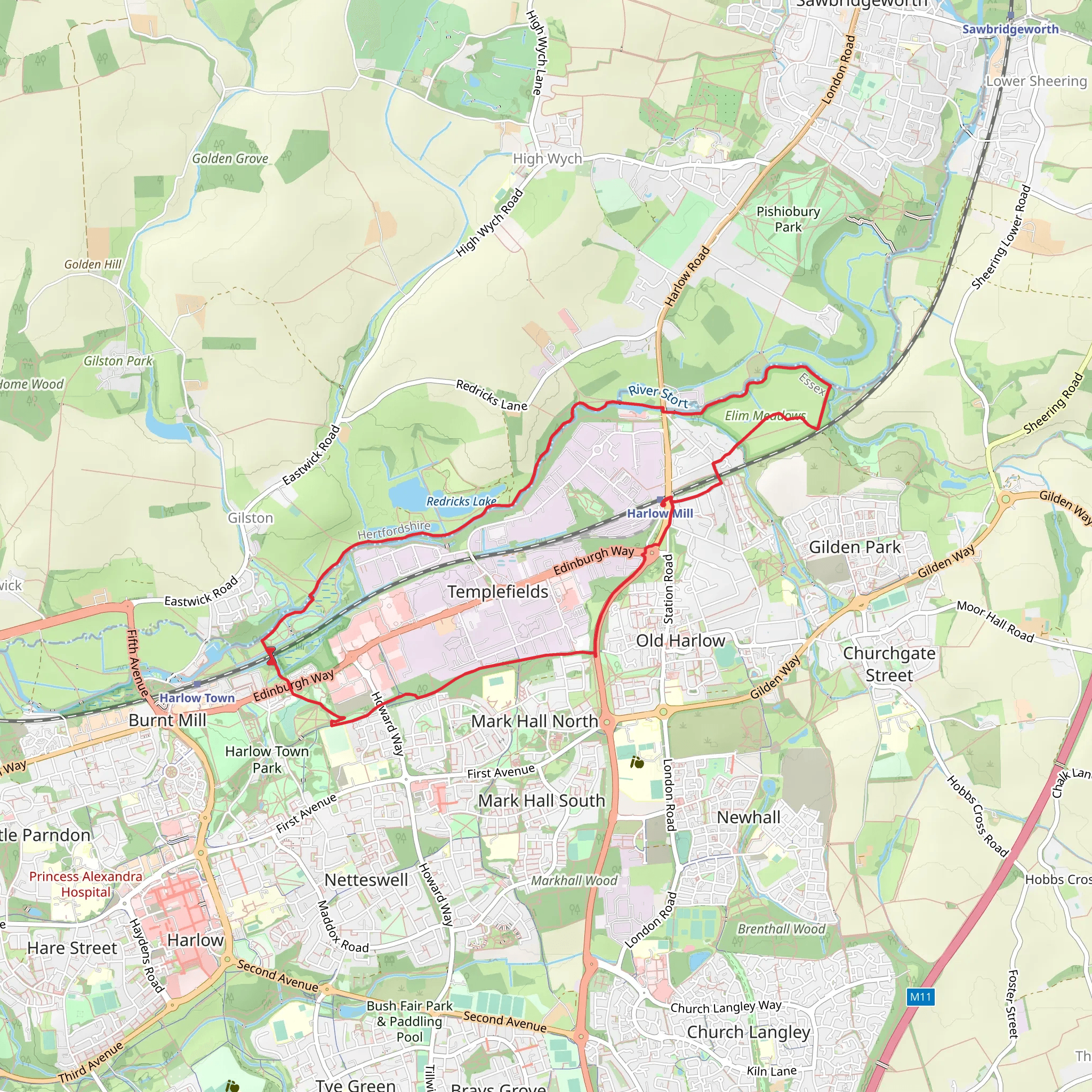 Glebelands Wood and Elim Meadows Loop mobile static map