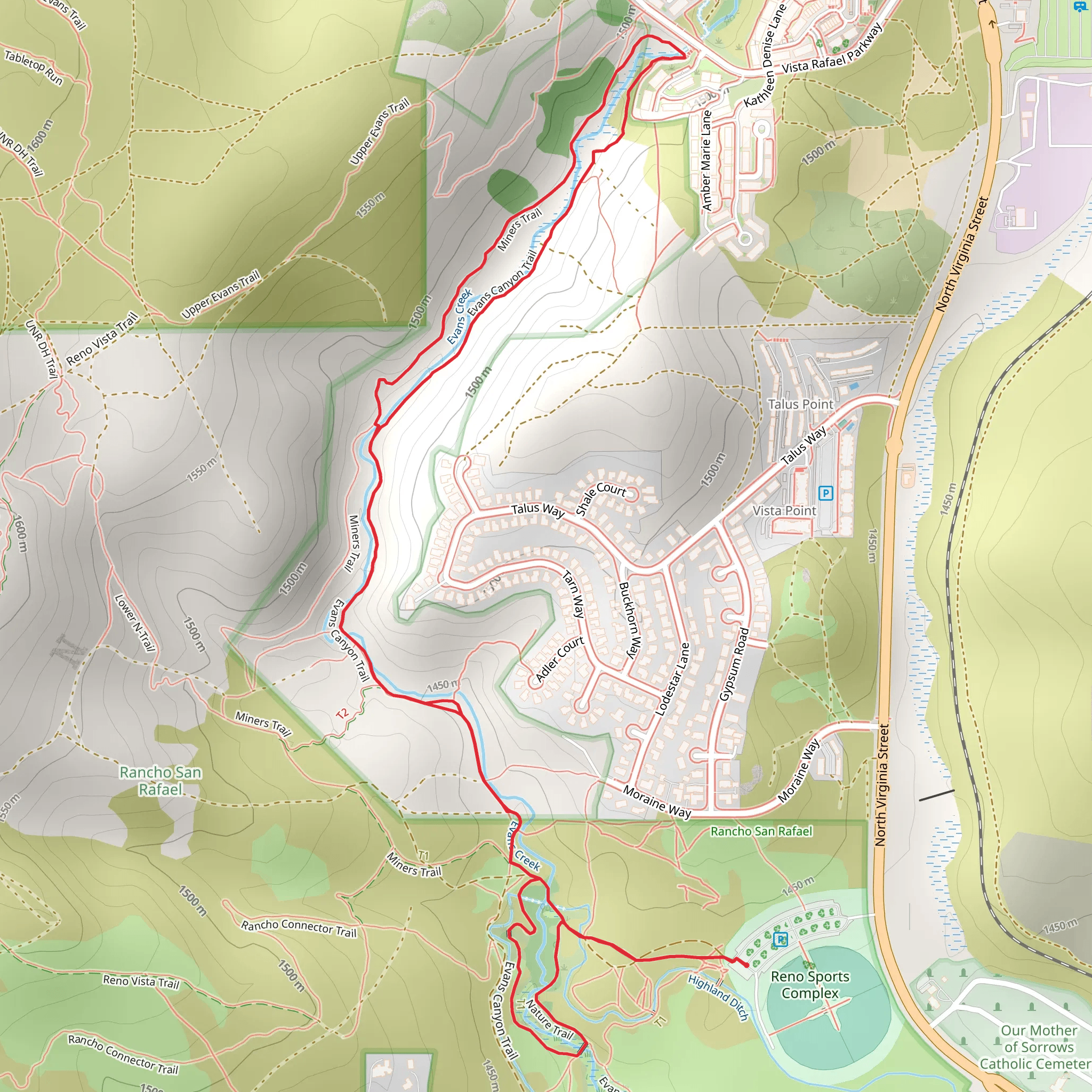 Evans Canyon and Nature Trail mobile static map
