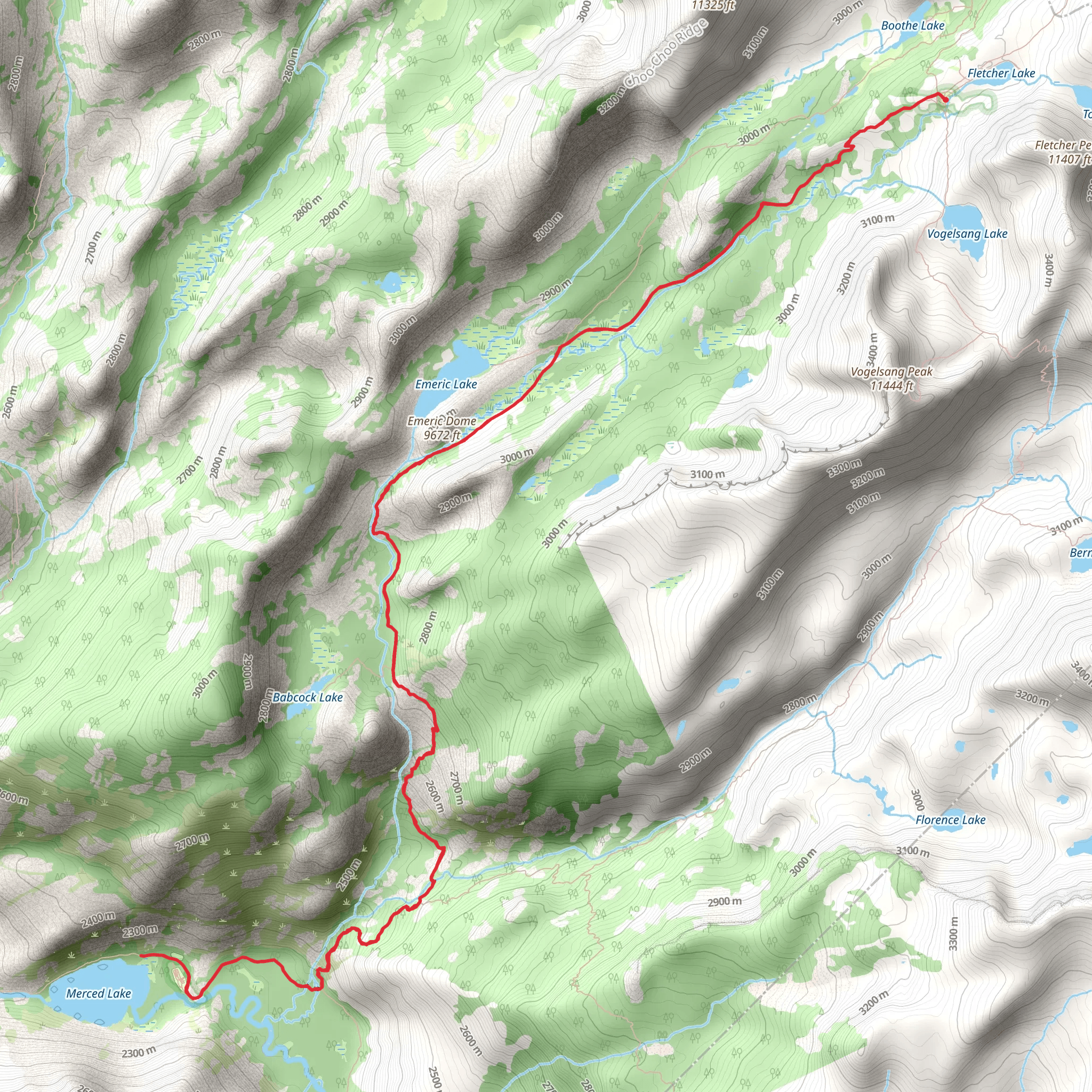Merced Lake - Vogelsang High Sierra Camp mobile static map