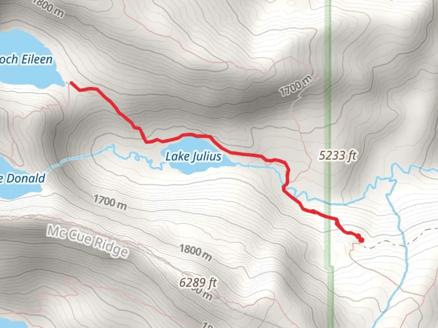 An image depicting the trail Loch Eileen Trail and its surrounding area.