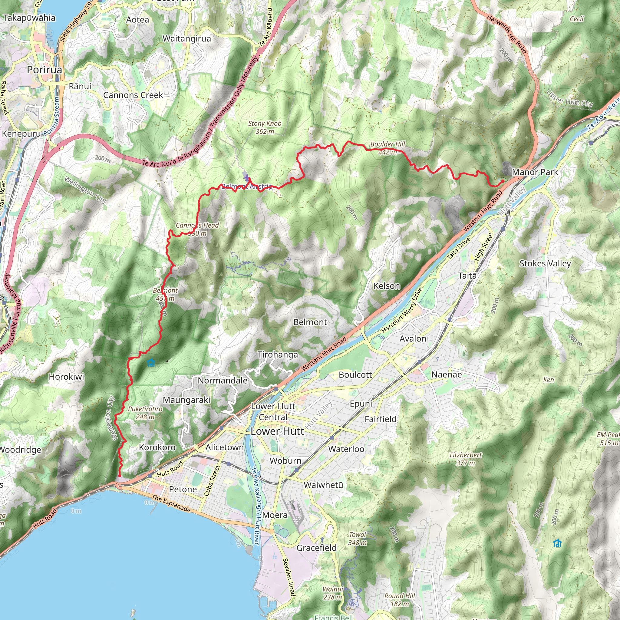 Round Knob and Puke Ariki Track mobile static map
