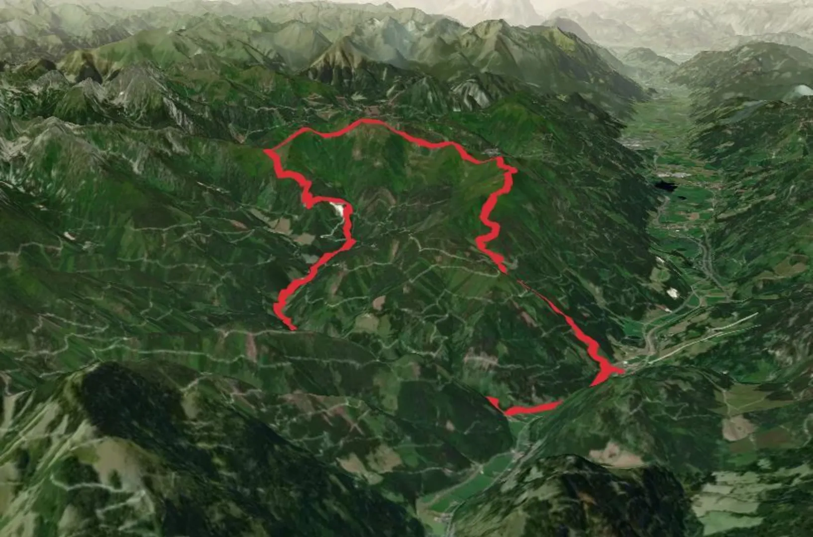 An image depicting the trail Wald am Schoberpaß to Großer Schober and Himmeleck and its surrounding area.
