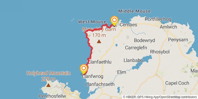 Anglesey Coastal Path stage 2 Map