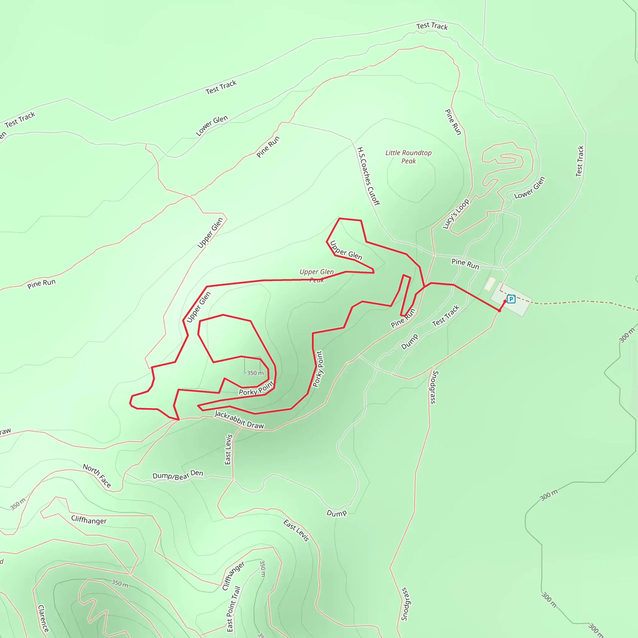 Upper Glen Peak and Porky Point Loop mobile static map